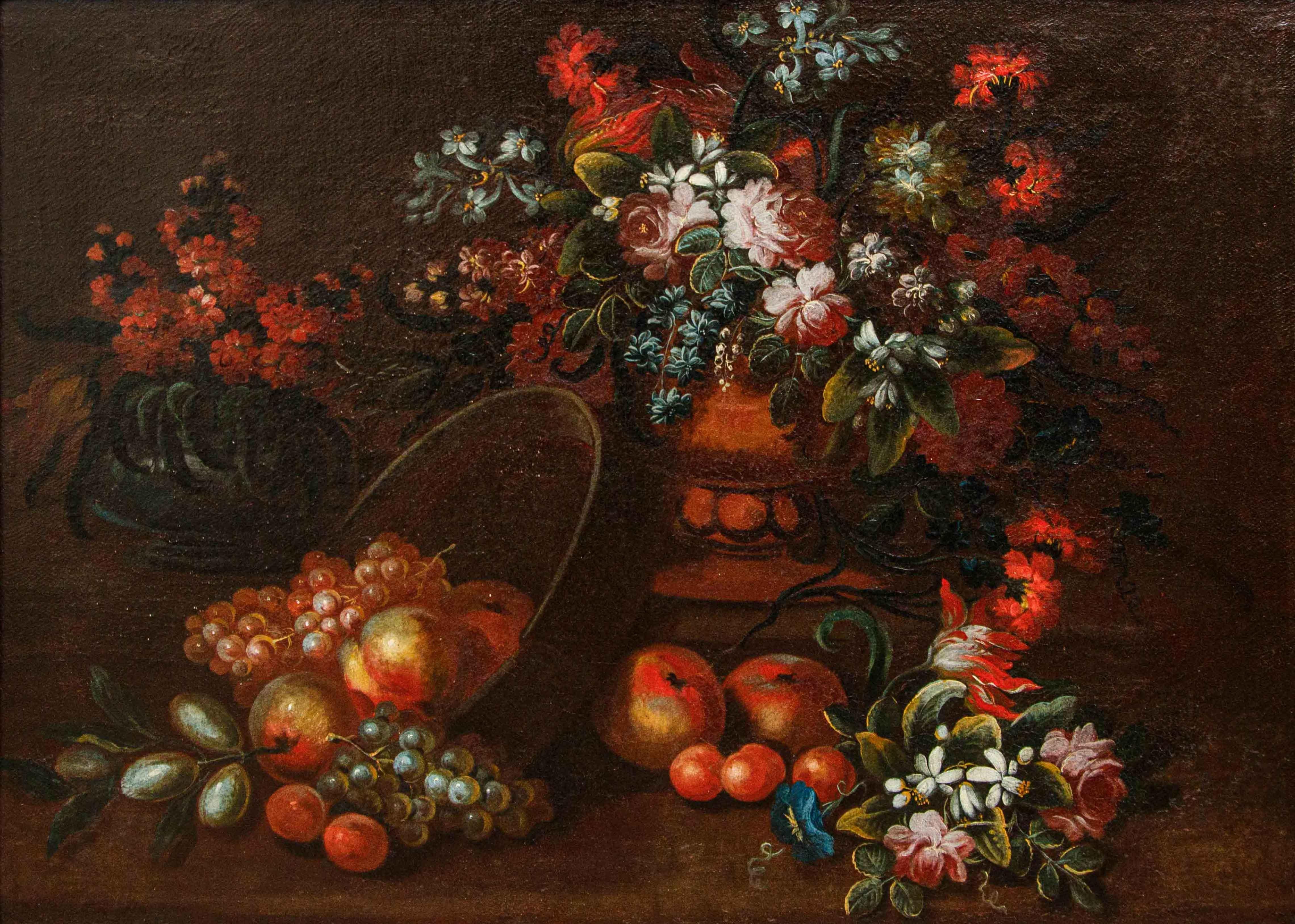 Di Domenico Levo, Natura morta con fiori e frutta en venta 10