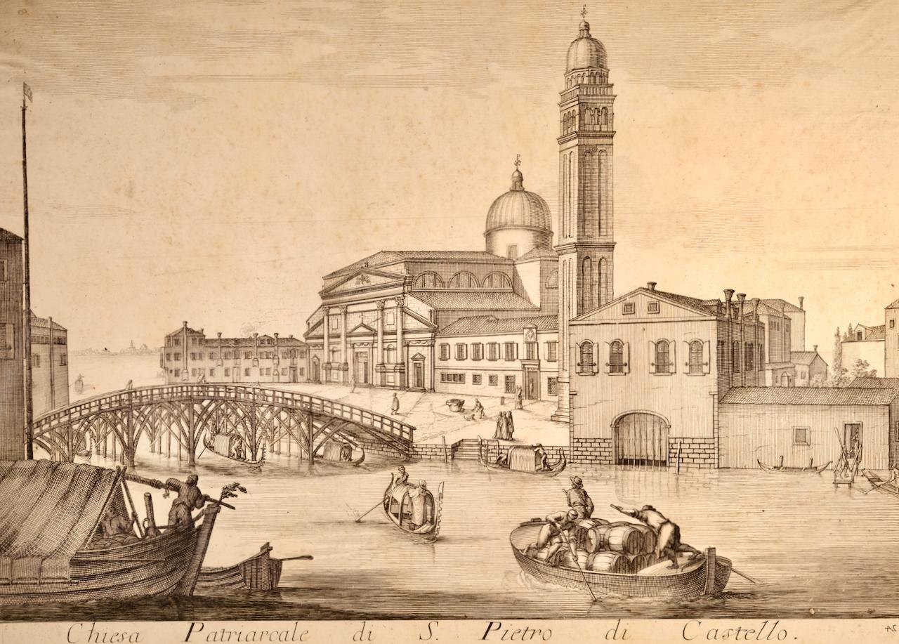 Venice: 18th Century View of the Basilica of S. Pietro di Castello by Lovisa - Print by Domenico Lovisa