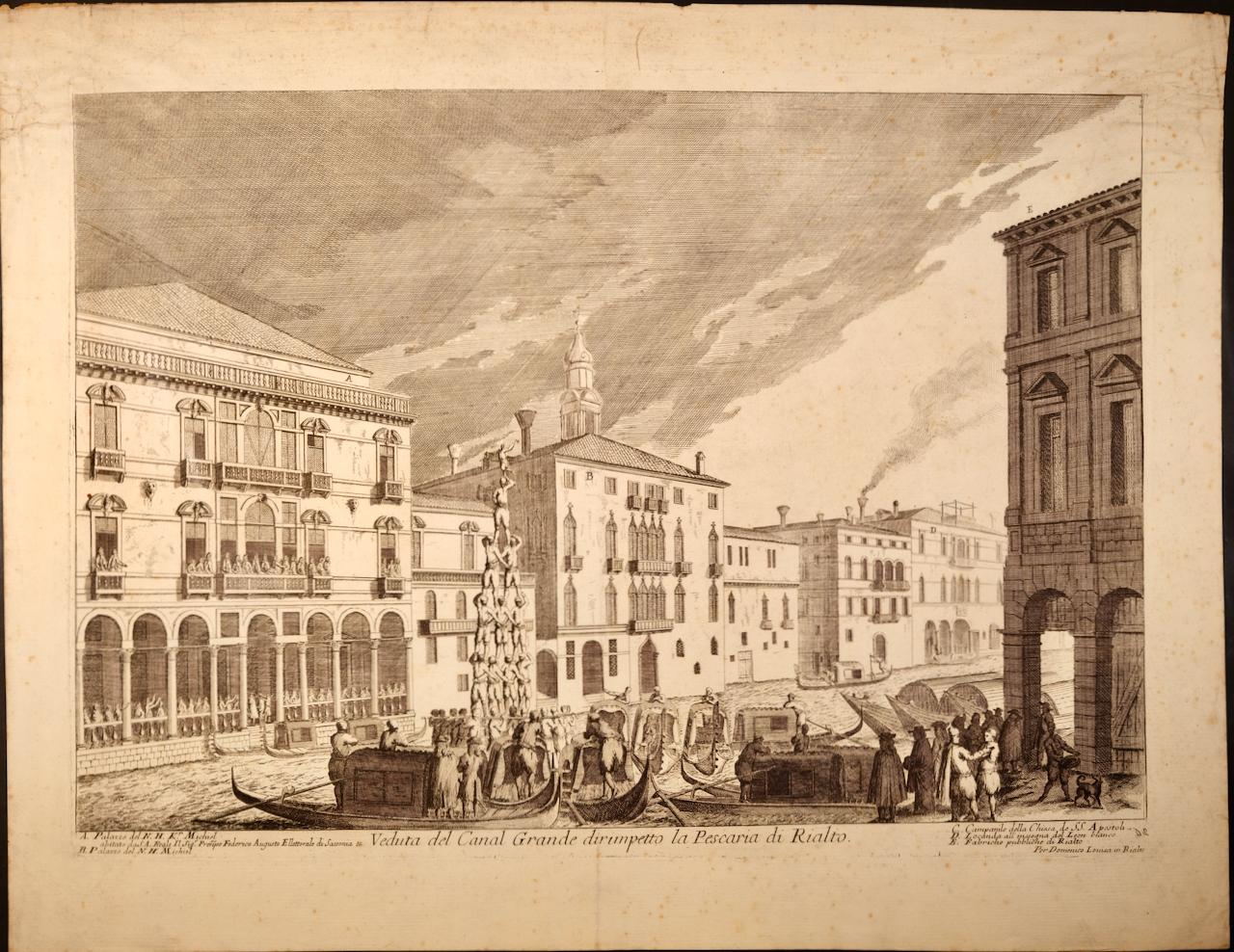 Domenico Lovisa Landscape Print - Venice: 18th Century View of the Grand Canal by Lovisa