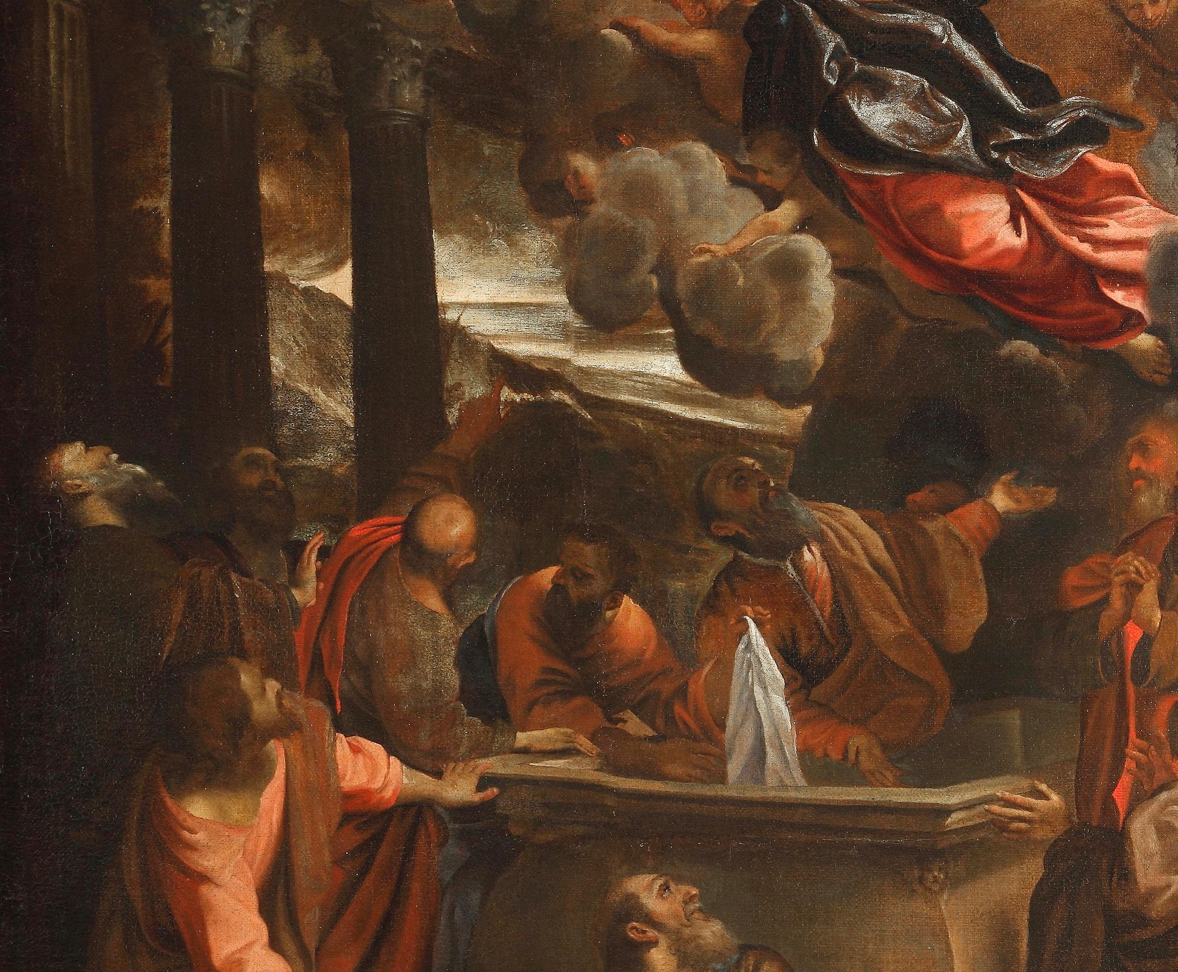 Huile sur toile Assumption de la Vierge du 17ème siècle par Domenico Maria Canuti en vente 3