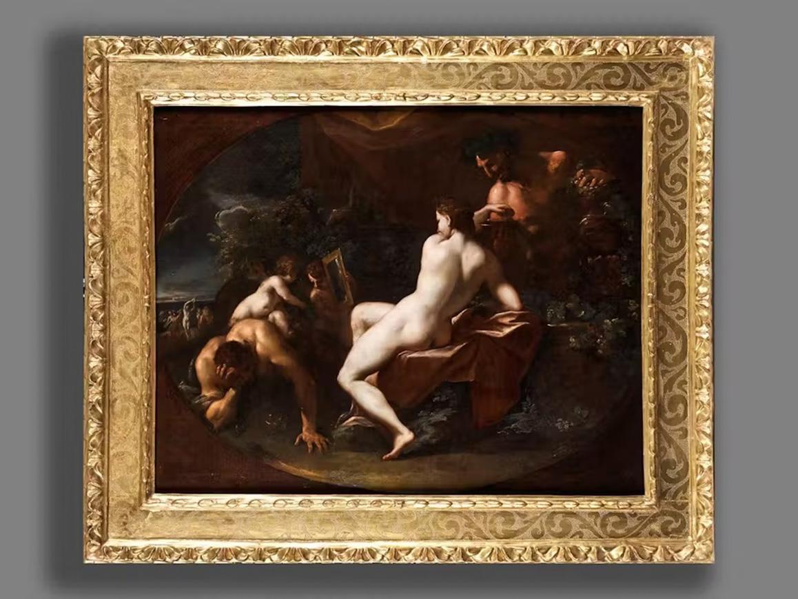 17e siècle par Domenico Maria Canuti Toilet of Venus with Cupids and Satyrs en vente 1