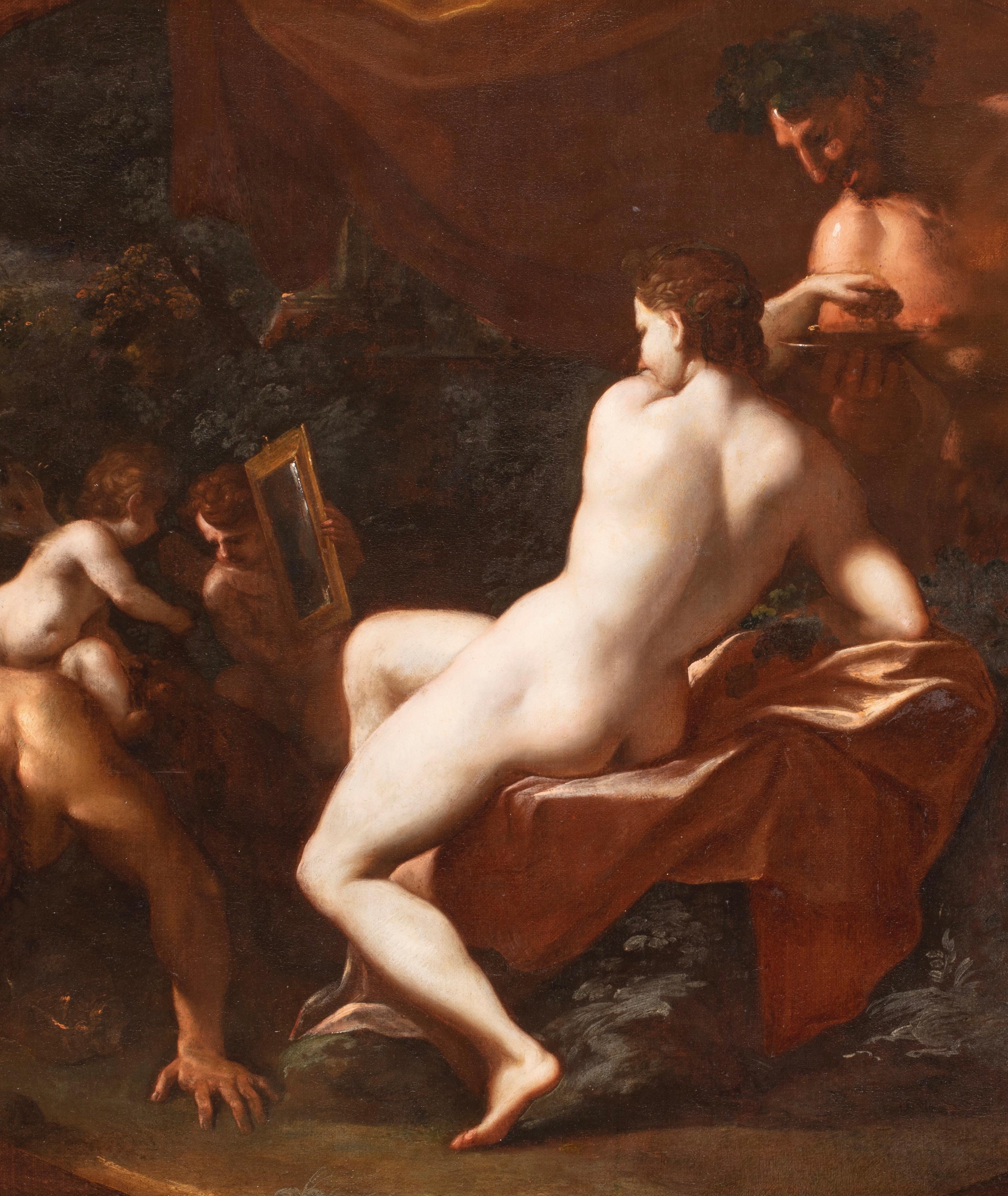 17th Jahrhundert von Domenico Maria Canuti Toilette der Venus mit Amoren und Satyren  im Angebot 3