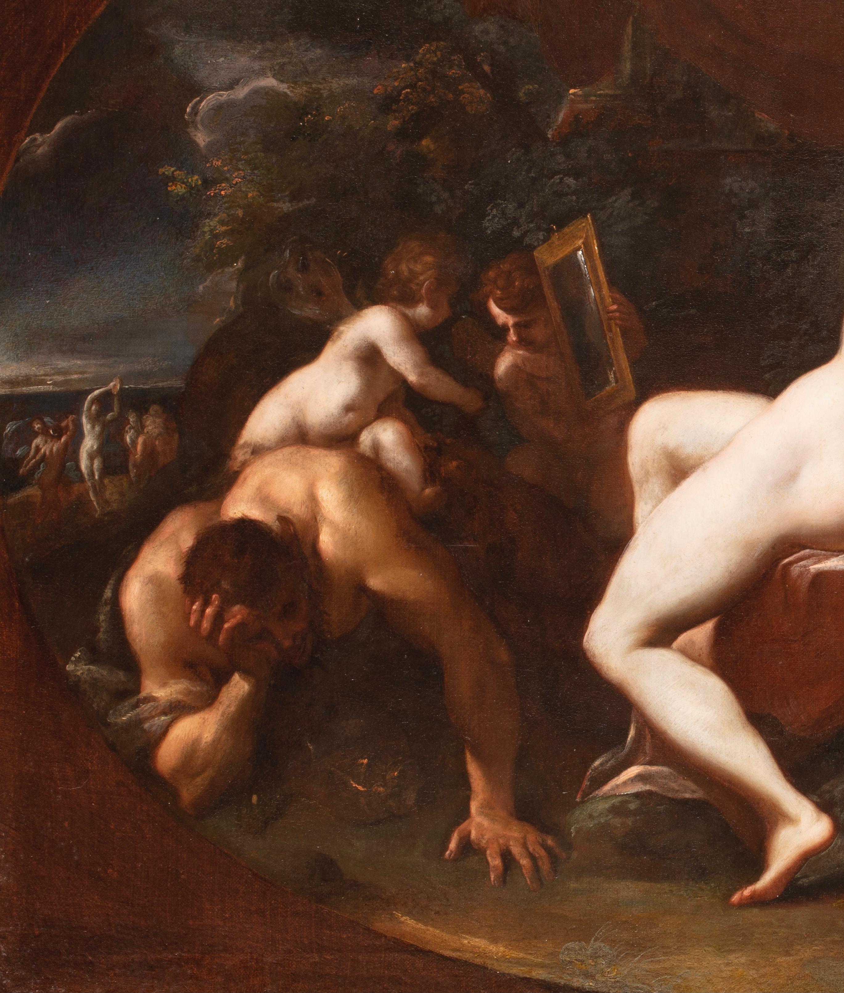 17th Jahrhundert von Domenico Maria Canuti Toilette der Venus mit Amoren und Satyren  im Angebot 4
