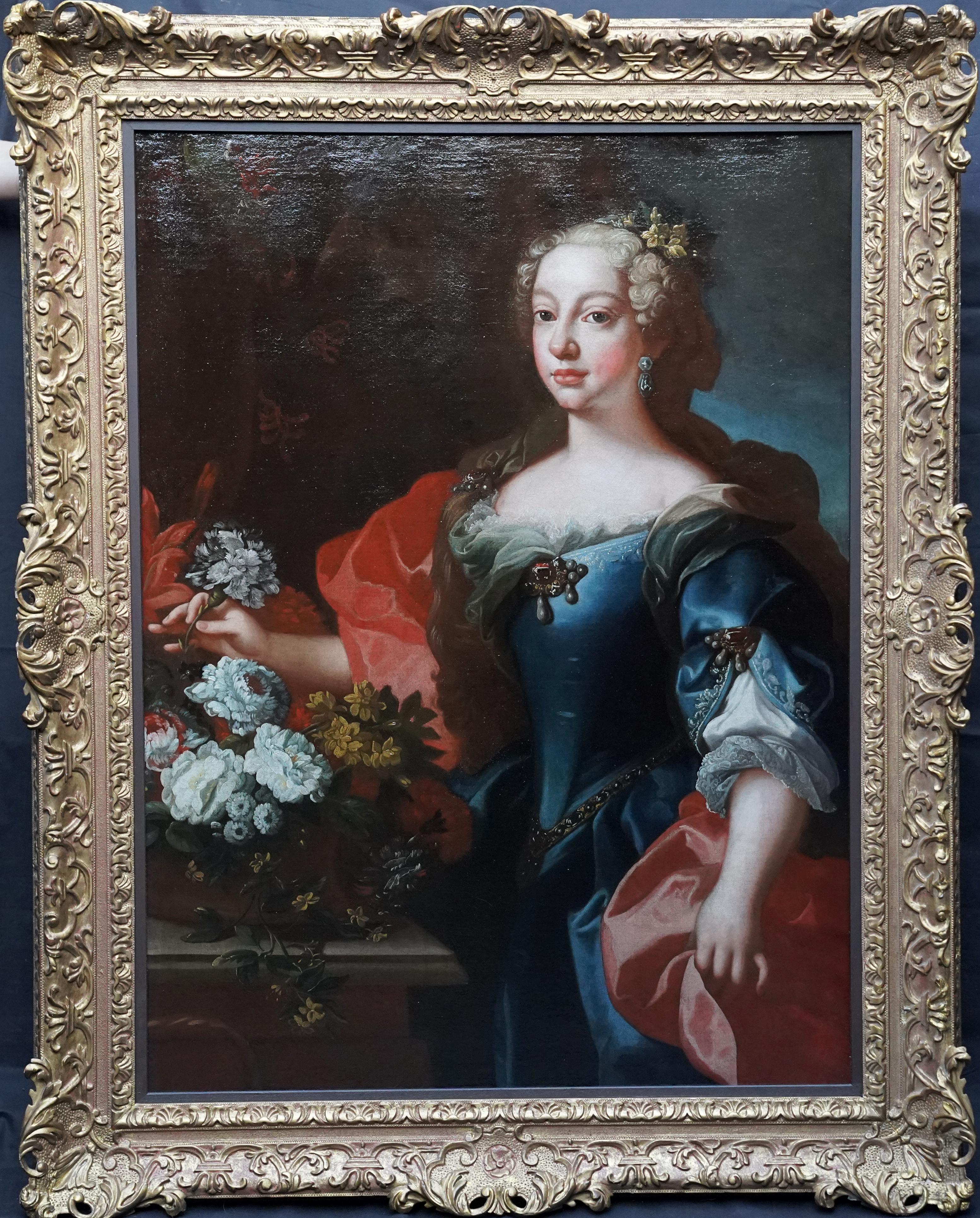 Portrait of Maria Vittoria Queen of Portugal - Italian Old Master oil painting For Sale 7