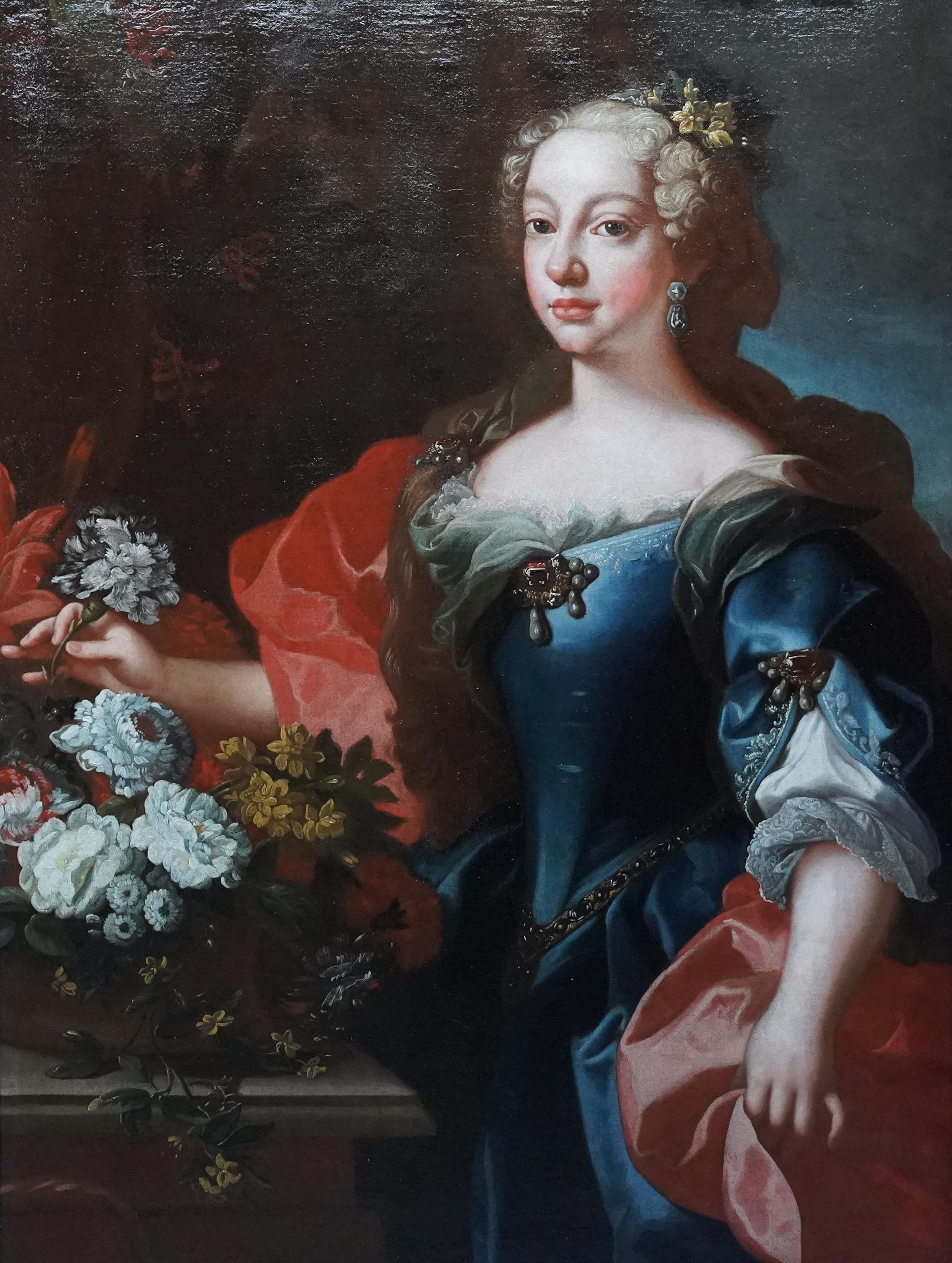 Portrait of Maria Vittoria Queen of Portugal - Italian Old Master oil painting - Painting by Domenico Maria Sani