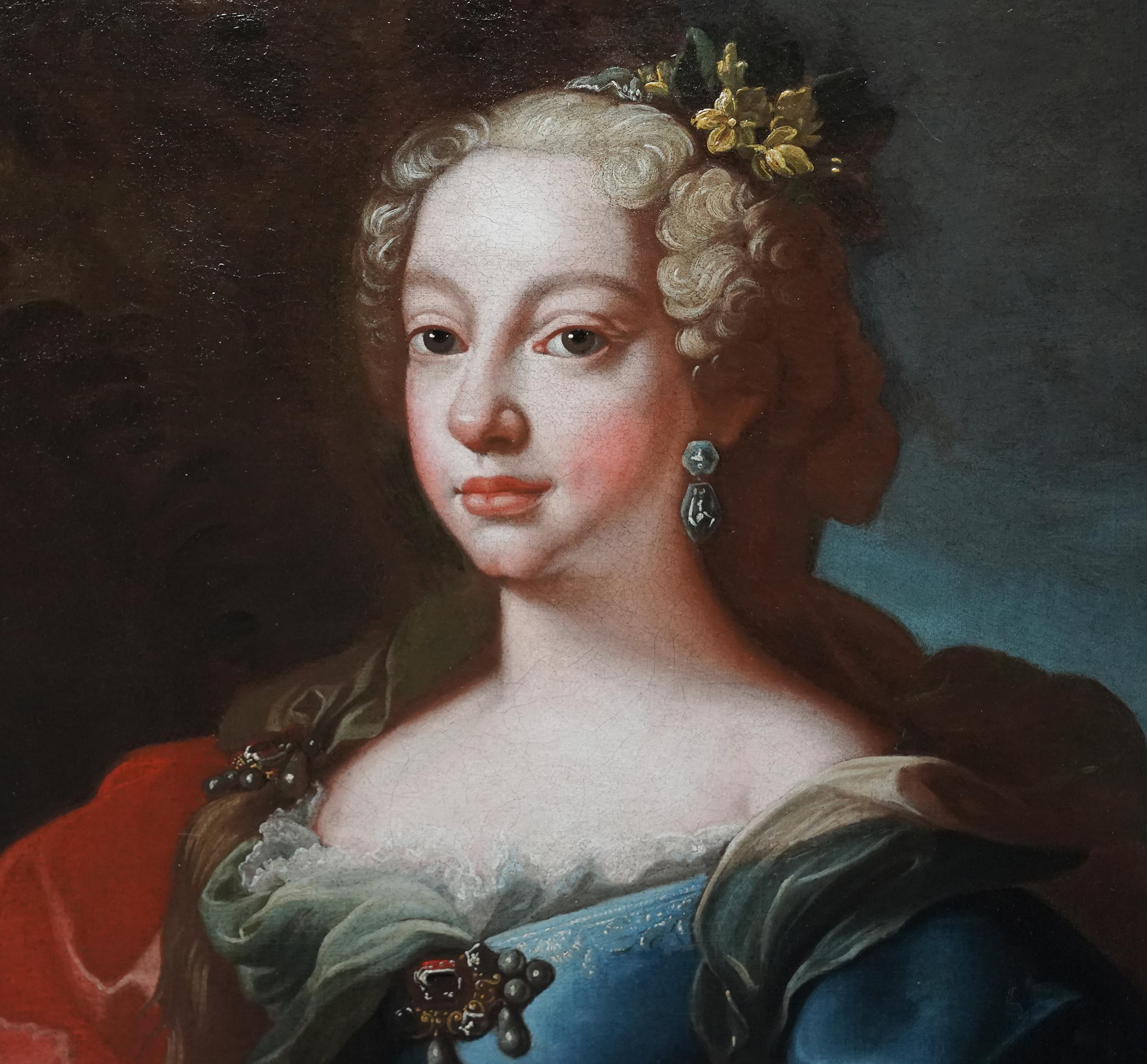 Portrait of Maria Vittoria Queen of Portugal - Italian Old Master oil painting - Old Masters Painting by Domenico Maria Sani