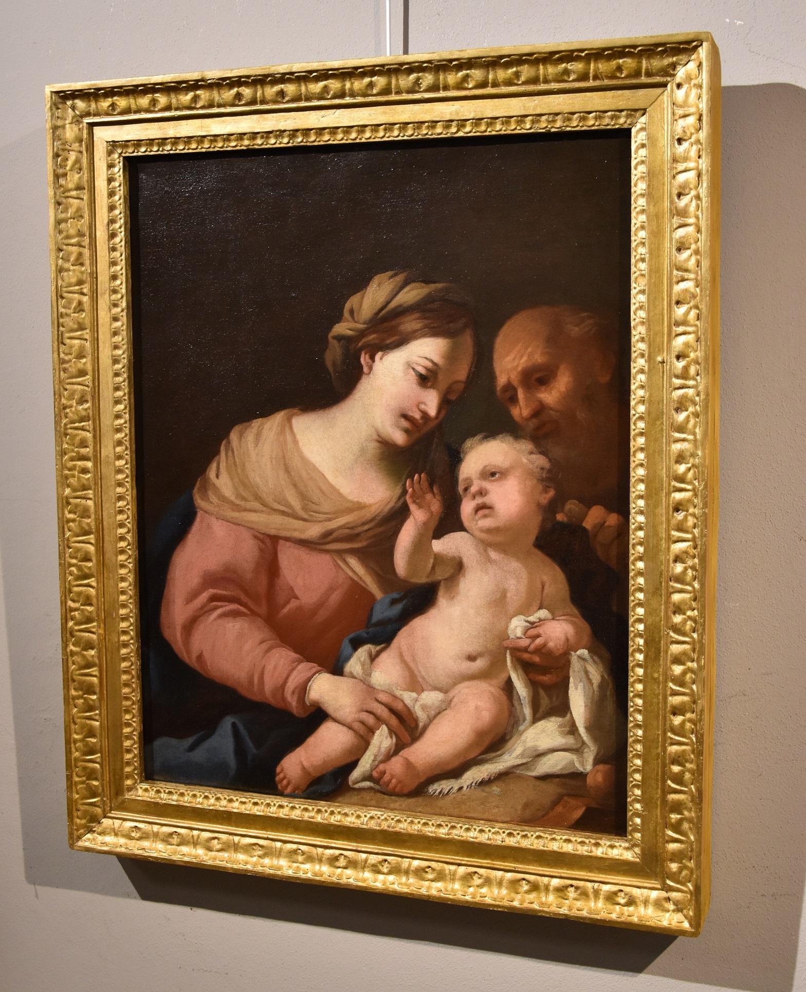 Holy Family Piola Paint Oil on canvas Old master 17th Century Maria Religious  For Sale 7
