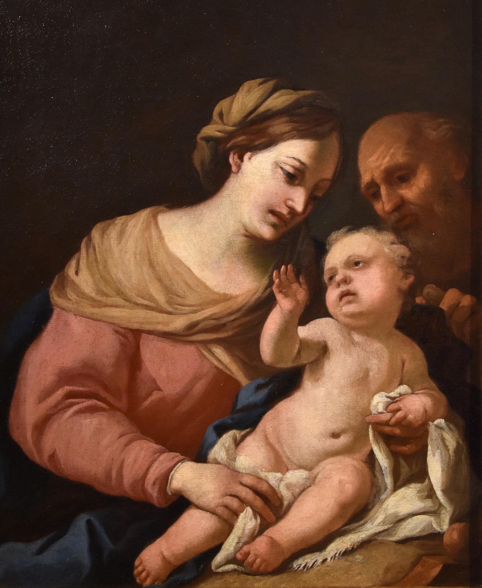 Peinture à l'huile sur toile « Holy Family Piola » du maître ancien Maria religieux du 17ème siècle  - Maîtres anciens Painting par Domenico Piola (Genoa 1627-1703)