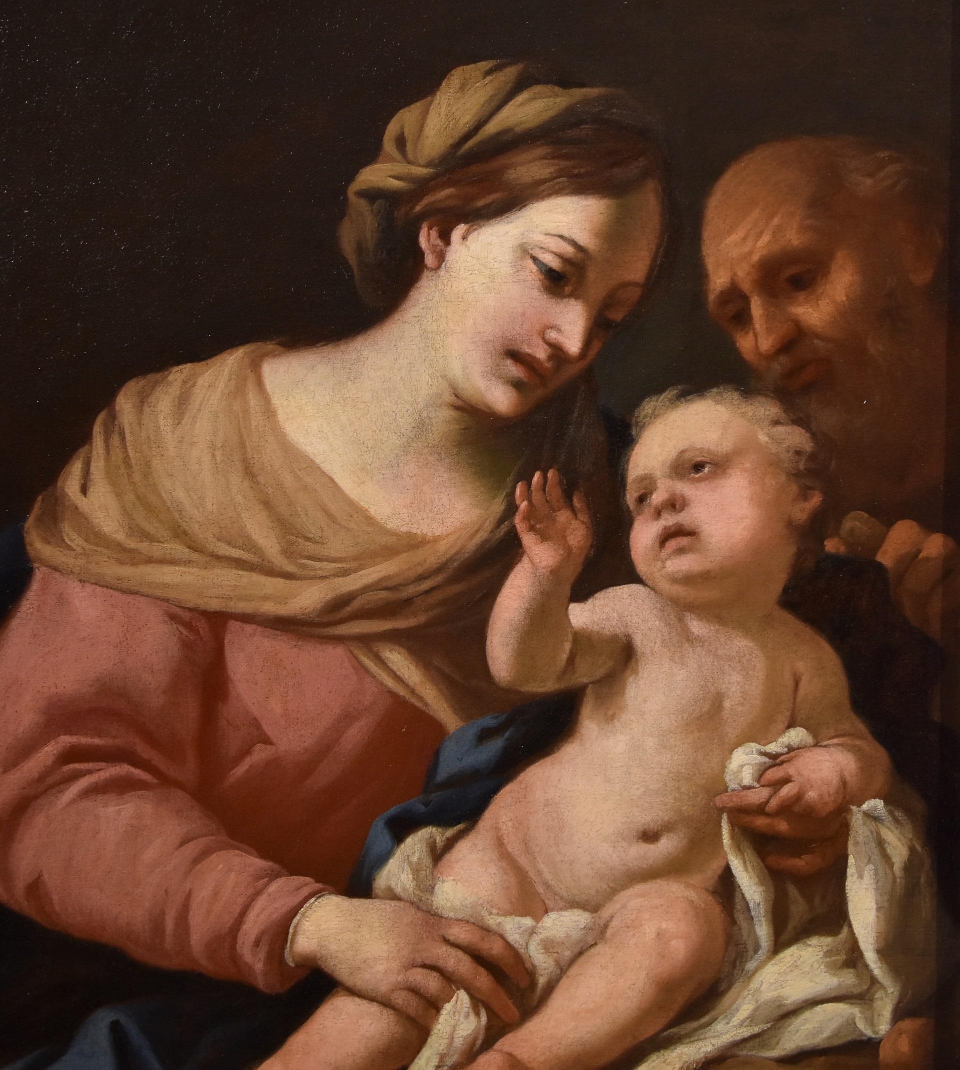 Holy Family Piola Paint Oil on canvas Old master 17th Century Maria Religious  - Old Masters Painting by Domenico Piola (Genoa 1627-1703)
