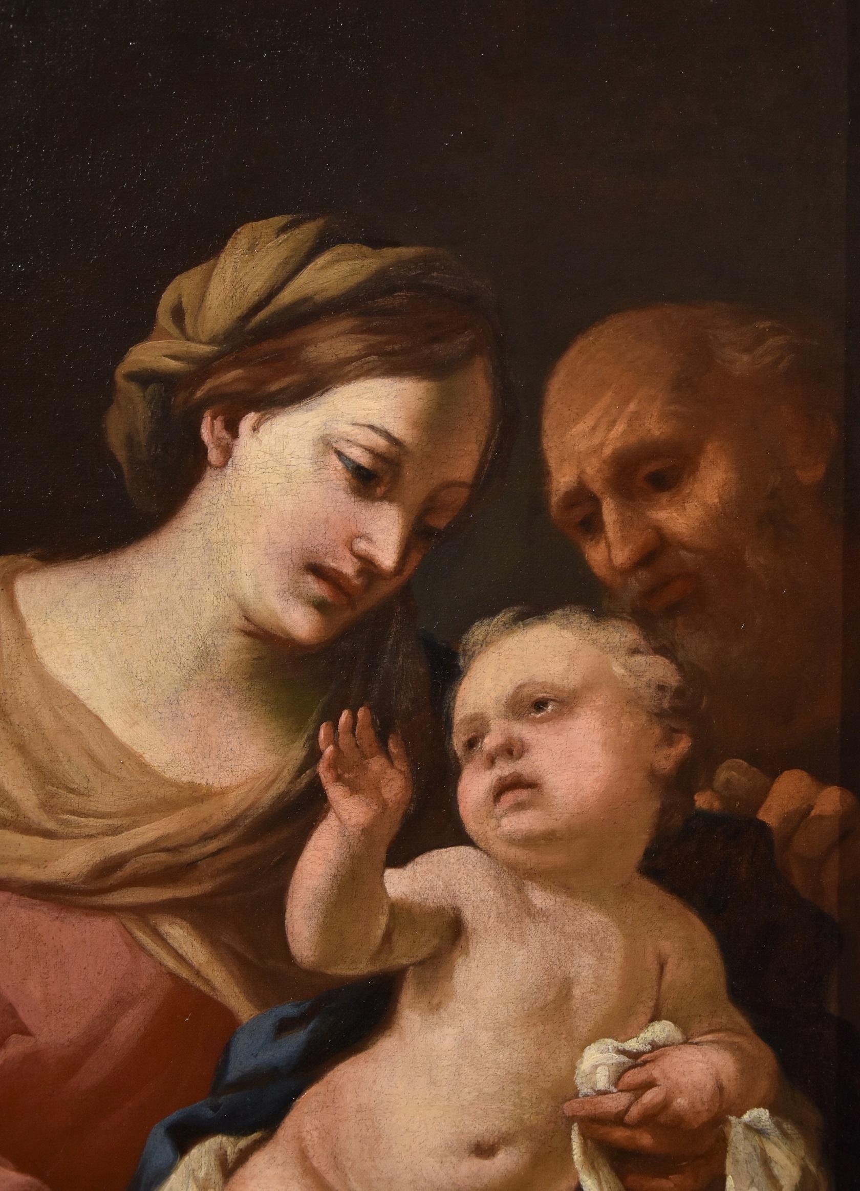 Genoese school of the second half of the seventeenth century
Circle of Domenico Piola (Genoa 1627-1703)
The Holy Family

Oil painting on canvas
83 x 68 cm. - in an antique frame 99 x 82 cm.

In the pleasant devotional work proposed, which depicts a