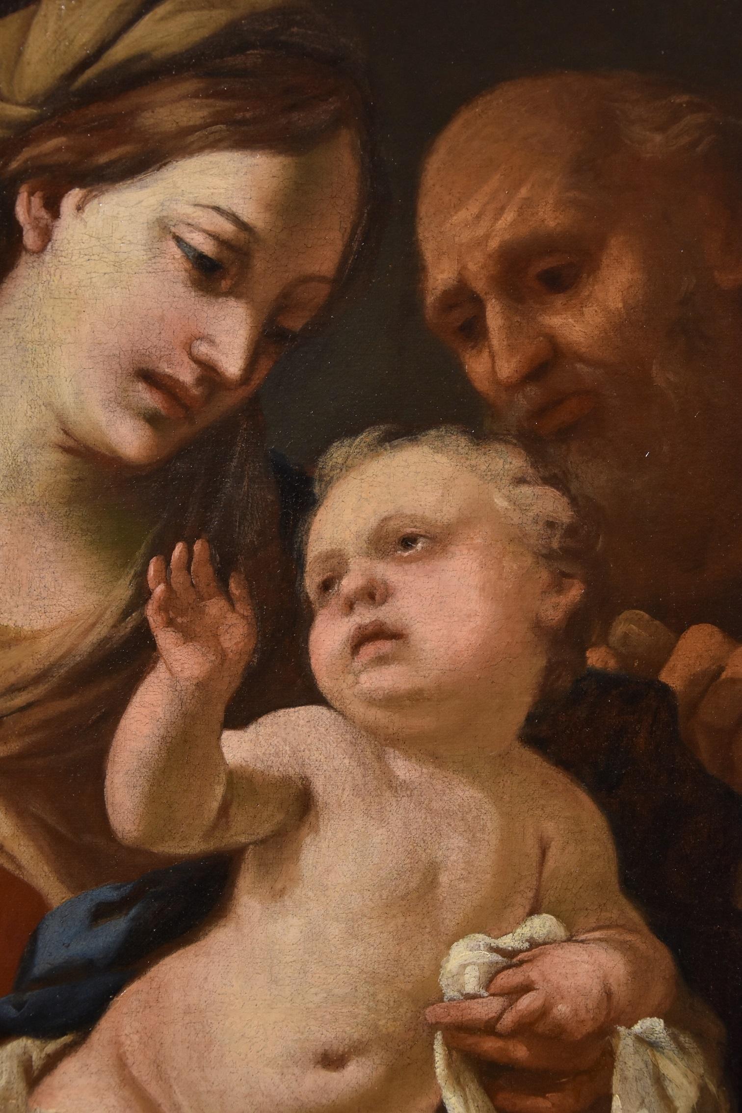 Holy Family Piola Paint Oil on canvas Old master 17th Century Maria Religious  For Sale 2