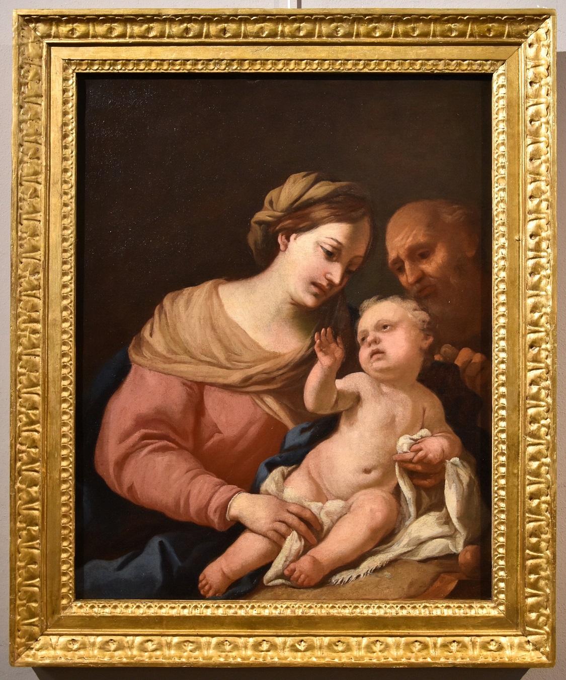 Peinture à l'huile sur toile « Holy Family Piola » du maître ancien Maria religieux du 17ème siècle  - Painting de Domenico Piola (Genoa 1627-1703)