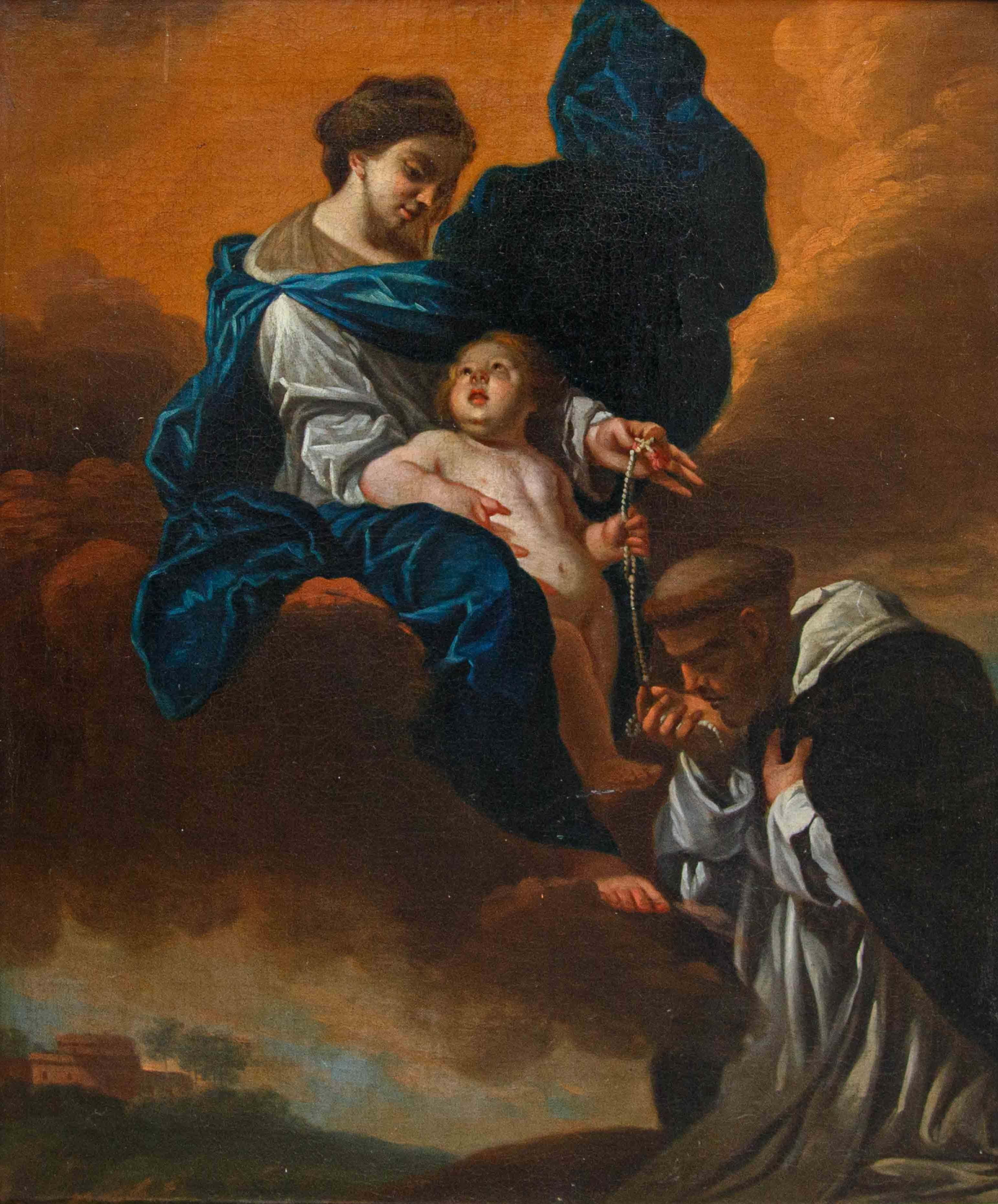 Circolo di Domenico Piola, Madonna con il Bambino e San Domenico in vendita 6