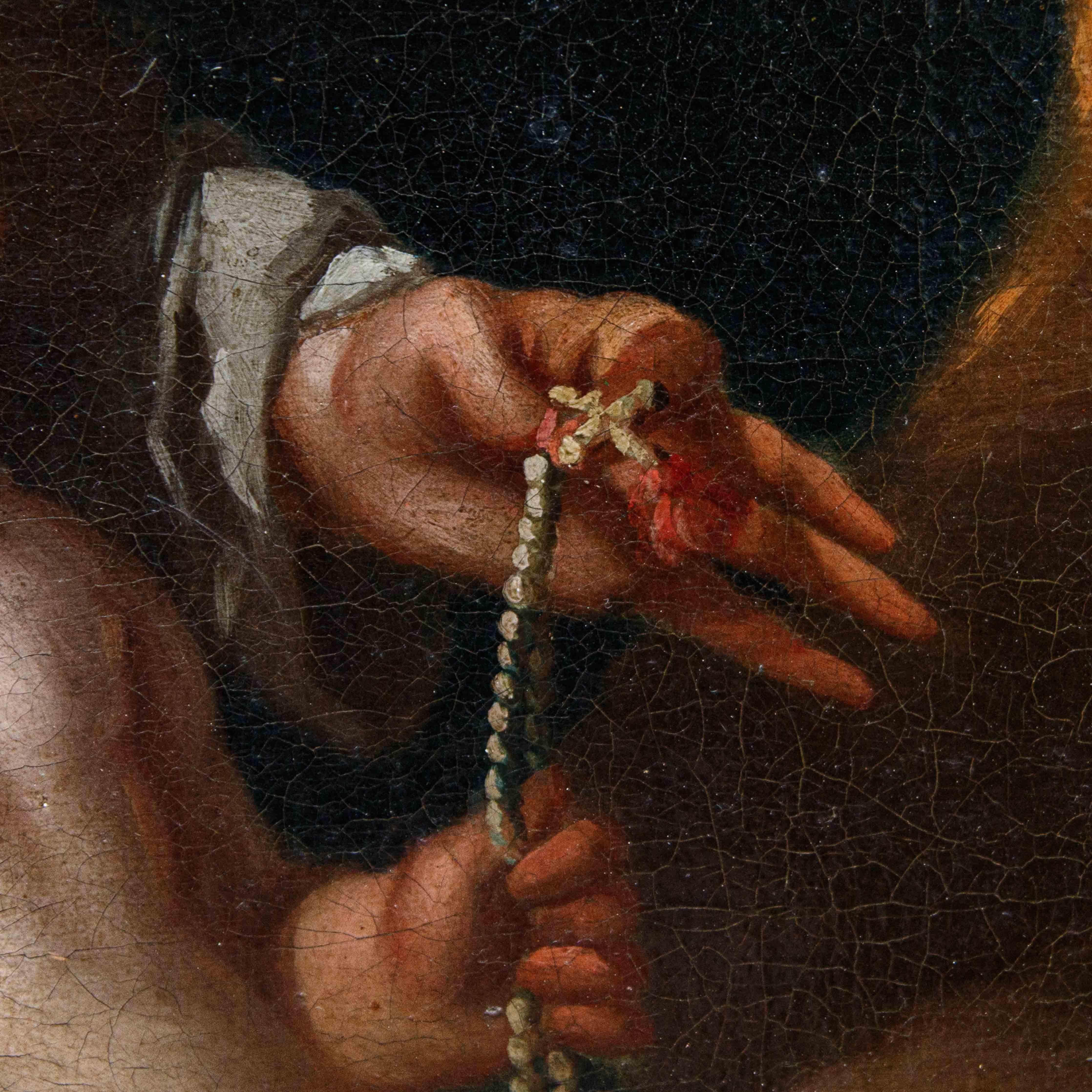 Circolo di Domenico Piola, Madonna con il Bambino e San Domenico in vendita 4