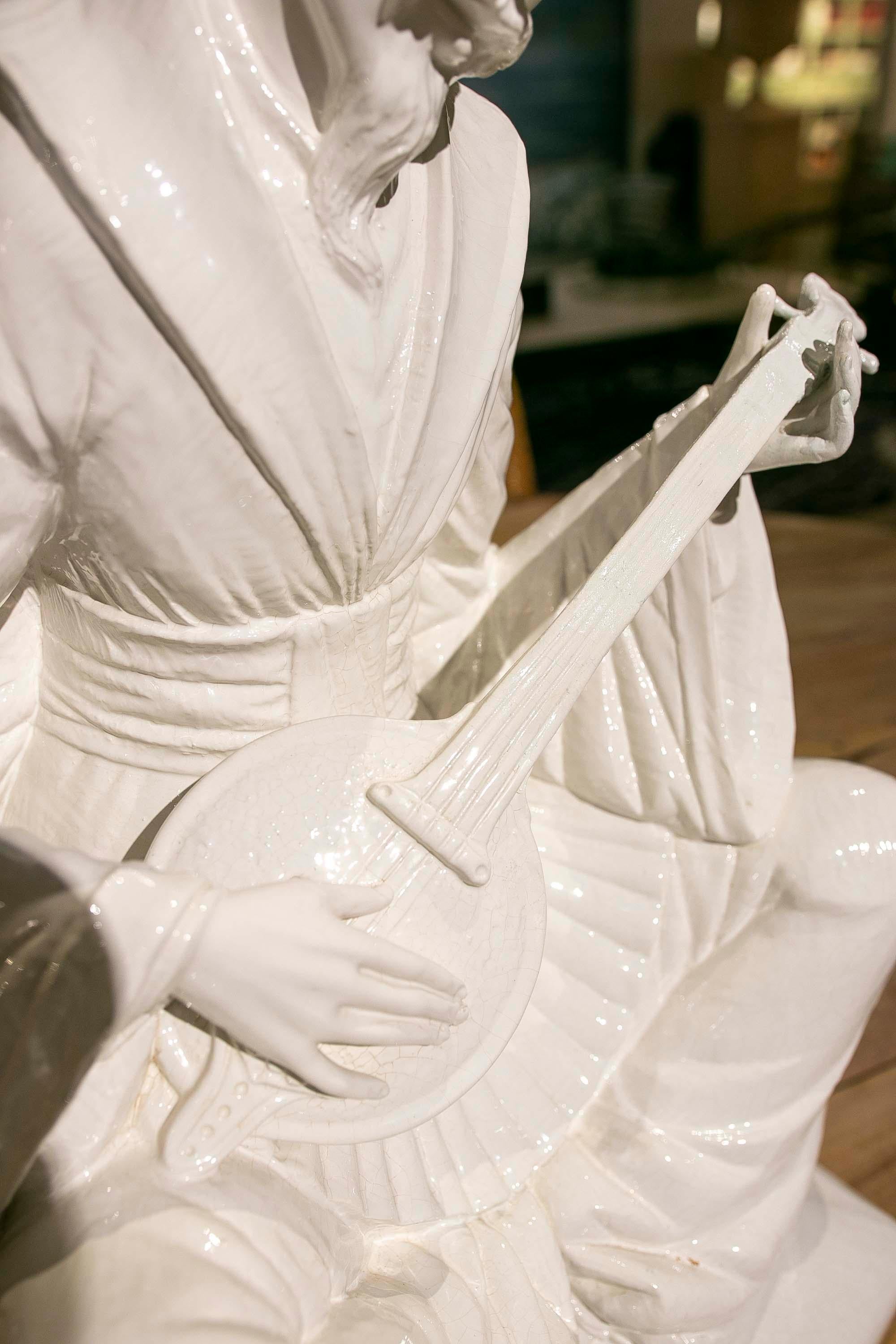 Domenico Poloniato`s White Glazed Ceramic Figure of an Oriental Character 5