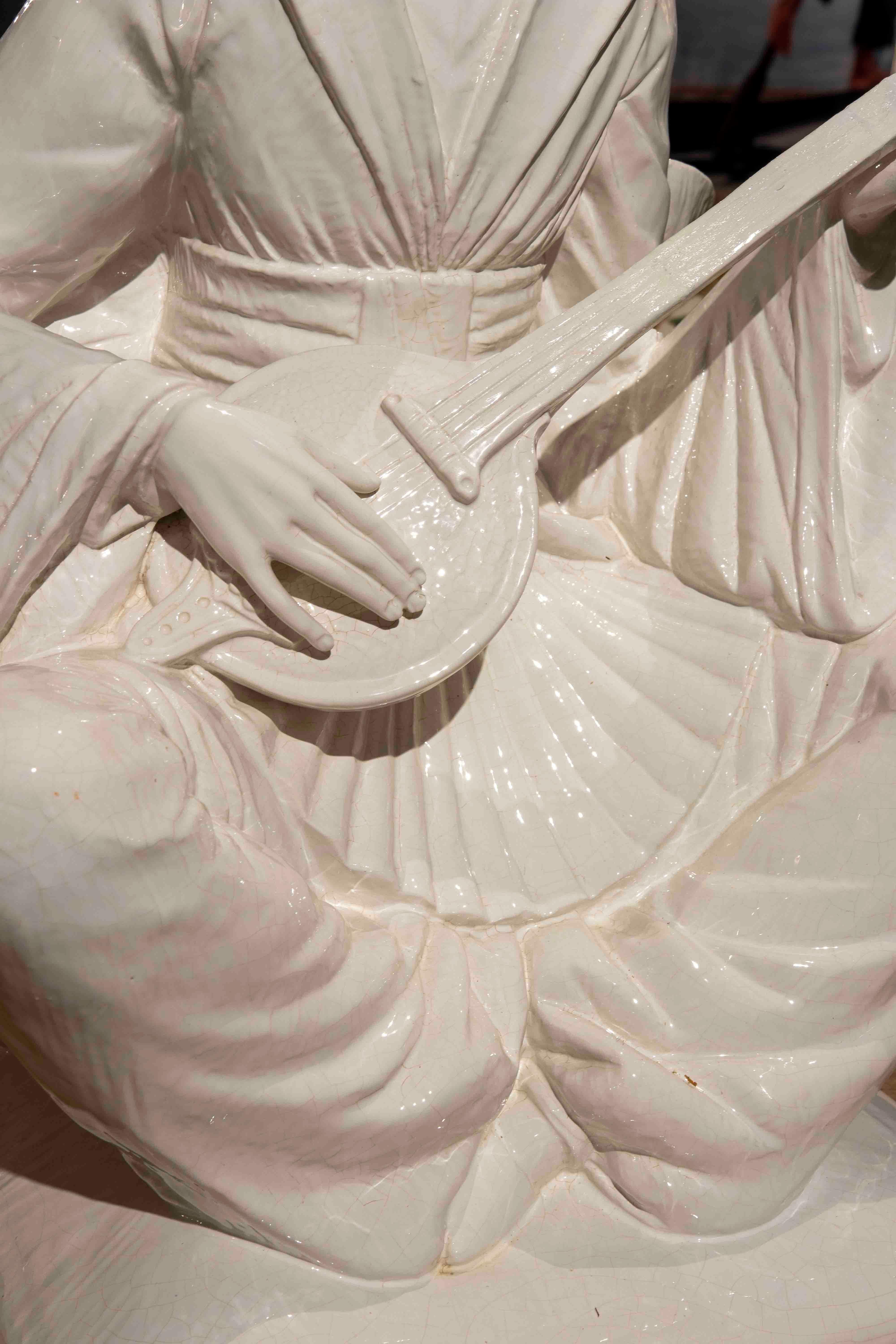 20th Century Domenico Poloniato`s White Glazed Ceramic Figure of an Oriental Character