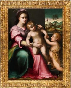 Dipinto rinascimentale Florentine del XVI secolo Domenico Puligo Virgin & Child