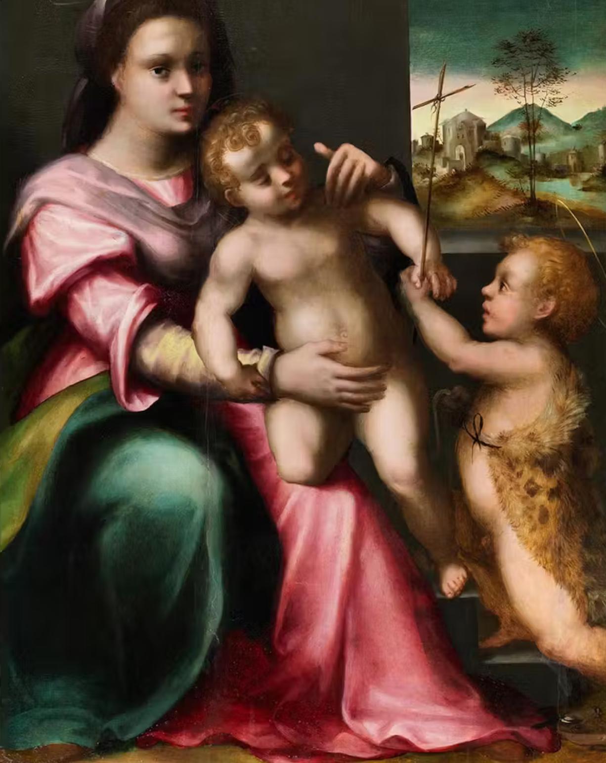 Florentiner Renaissance-Gemälde des 16. Jahrhunderts Domenico Puligo Jungfrau und Kind 1