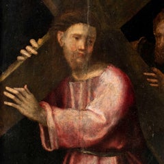 Umkreis von Domenico Puligo – Tafel mit einem Christuskreuz eines Florentine Meisters aus dem 16. Jahrhundert