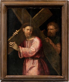 Umkreis von Domenico Puligo – Tafel mit einem Christuskreuz eines Florentine Meisters aus dem 16. Jahrhundert