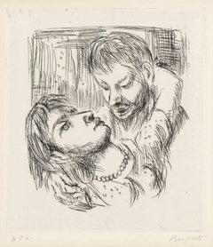 Lovers - Original Etching by Domenico Purificato - Mid-20th Century