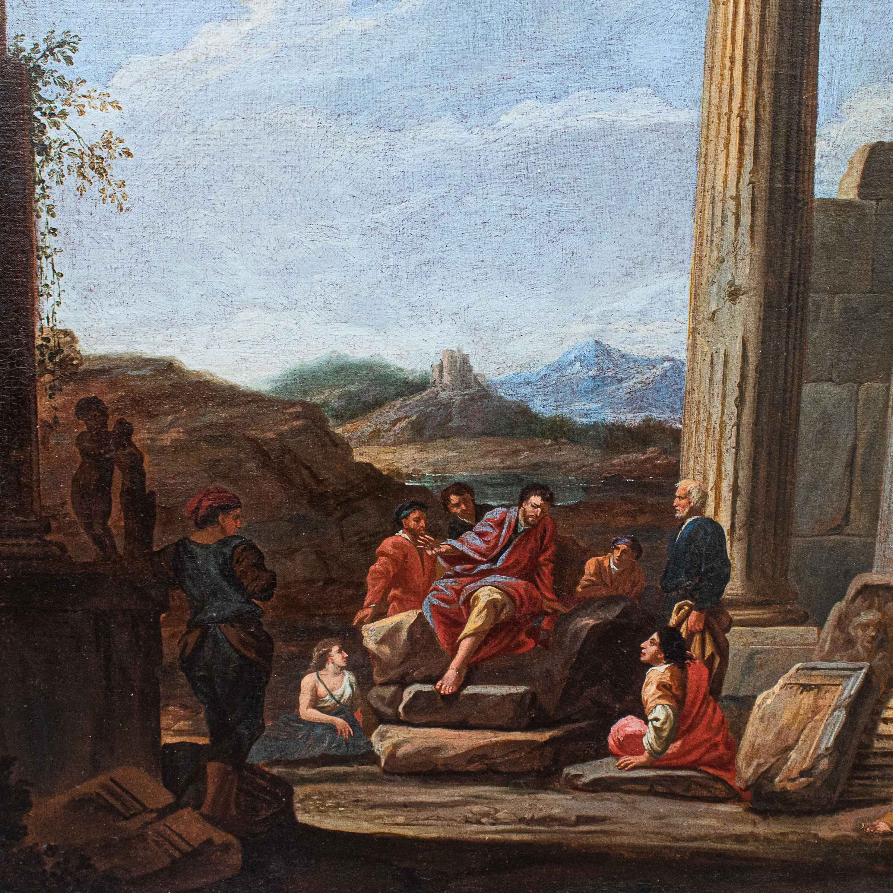 Domenico Roberti '1642-1707' Whims with Classical Ruins Paintings Oil on Canvas  8