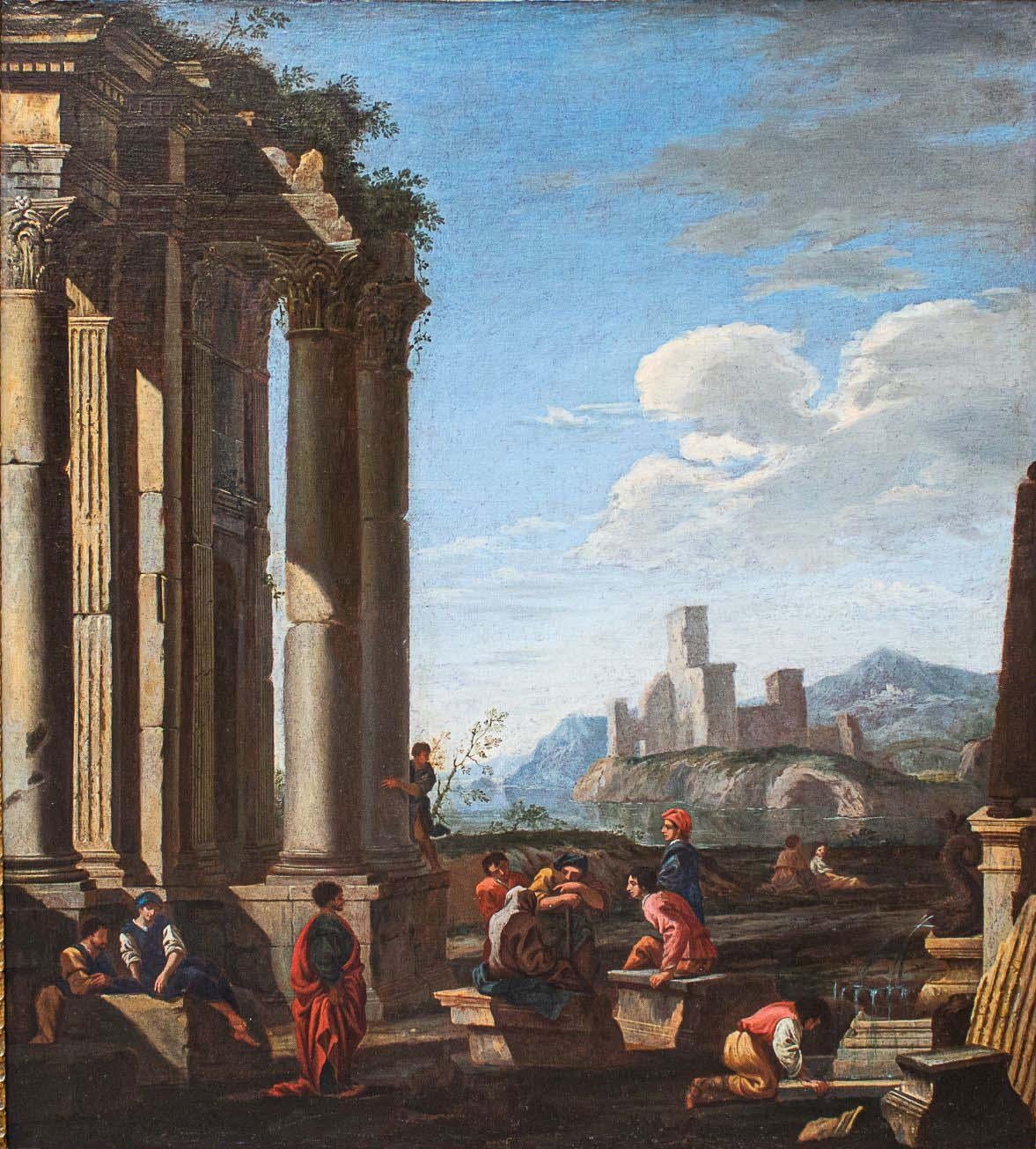 Domenico Roberti '1642-1707' Whims with Classical Ruins Paintings Oil on Canvas  In Good Condition In Milan, IT
