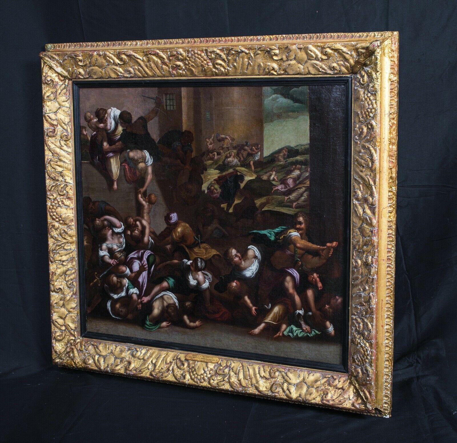 Le Massacre des Innocents, 16e siècle - Noir Portrait Painting par Domenico Tintoretto