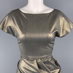 DOMENICO VACCA Size 4 Metallic Gold Side Pleat Skirt Dress
