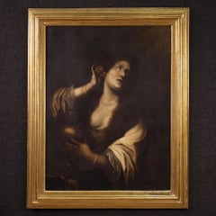 17th Century Italian Oil on Canvas Painting Magdalene Renouncing the Vanities