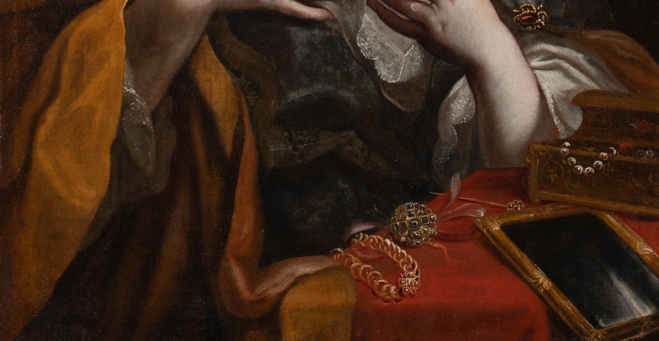 The Conversion Of Mary Magdalene, 17th Century  Studio Of Il Domenichino  For Sale 2