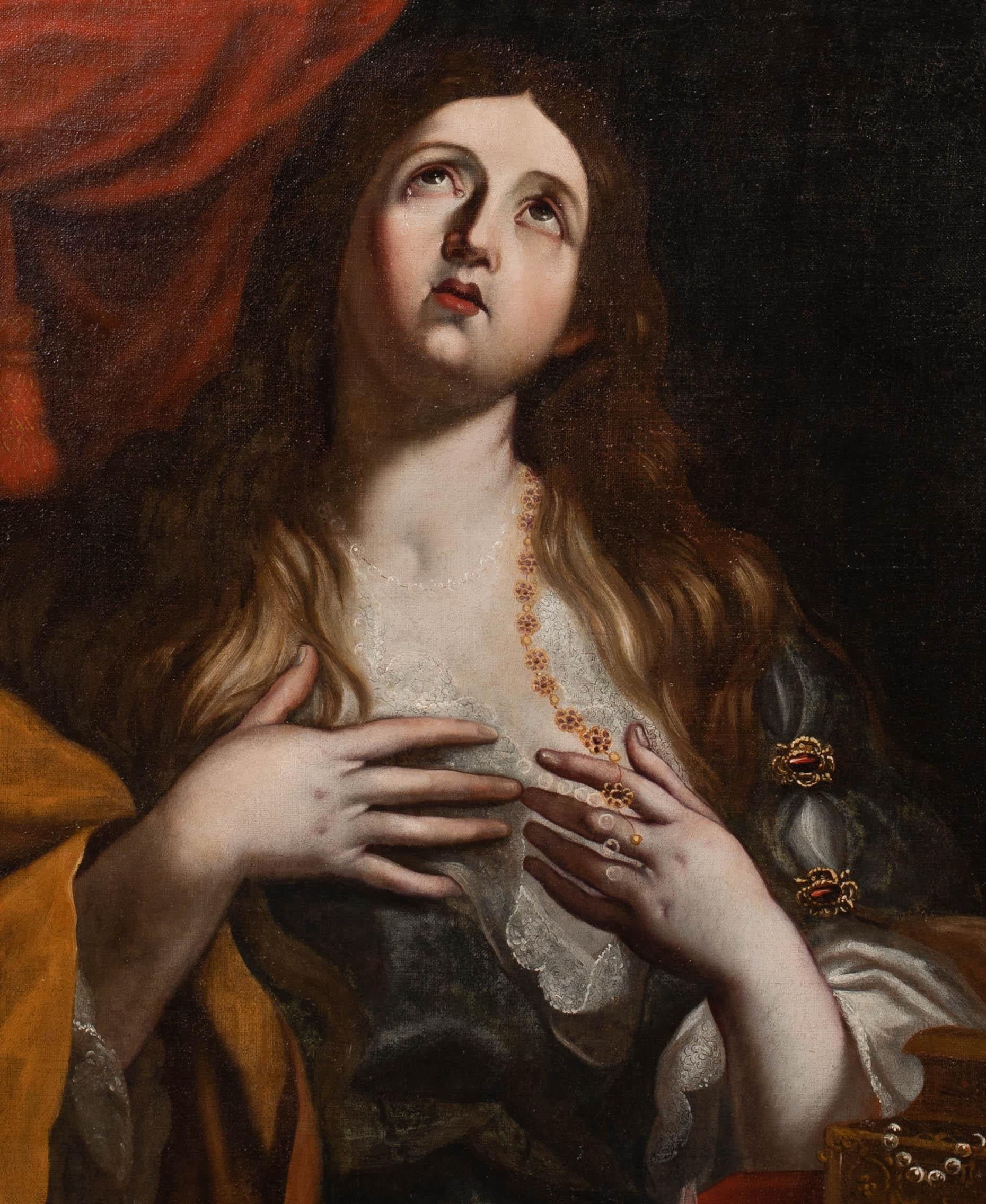 The Conversion Of Mary Magdalene, 17th Century  Studio Of Il Domenichino  For Sale 4