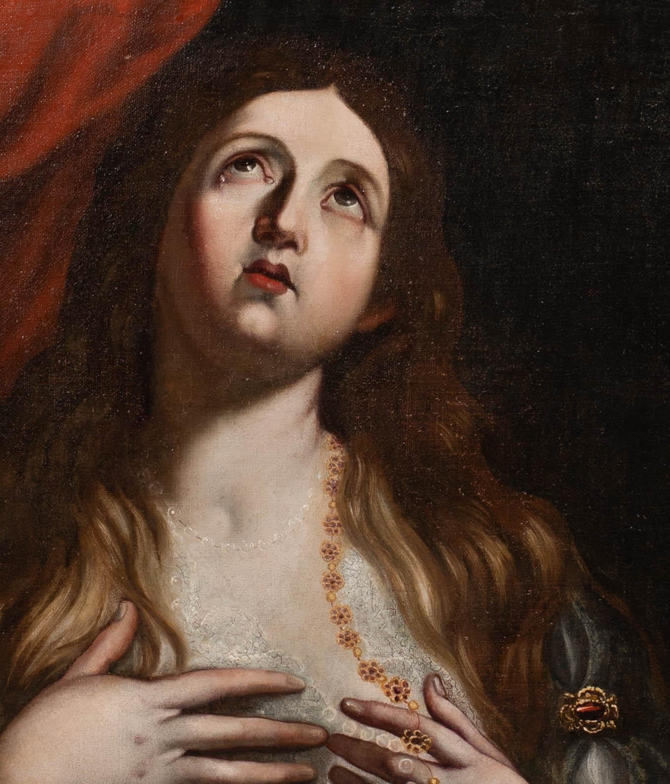The Conversion Of Mary Magdalene, 17th Century  Studio Of Il Domenichino  For Sale 5