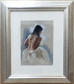 Domingo. naked woman back.original pastel painting