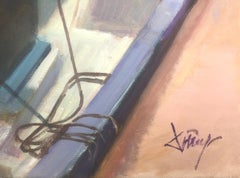 Sailor fisherman in his boat Spain oil on canvas painting seascape