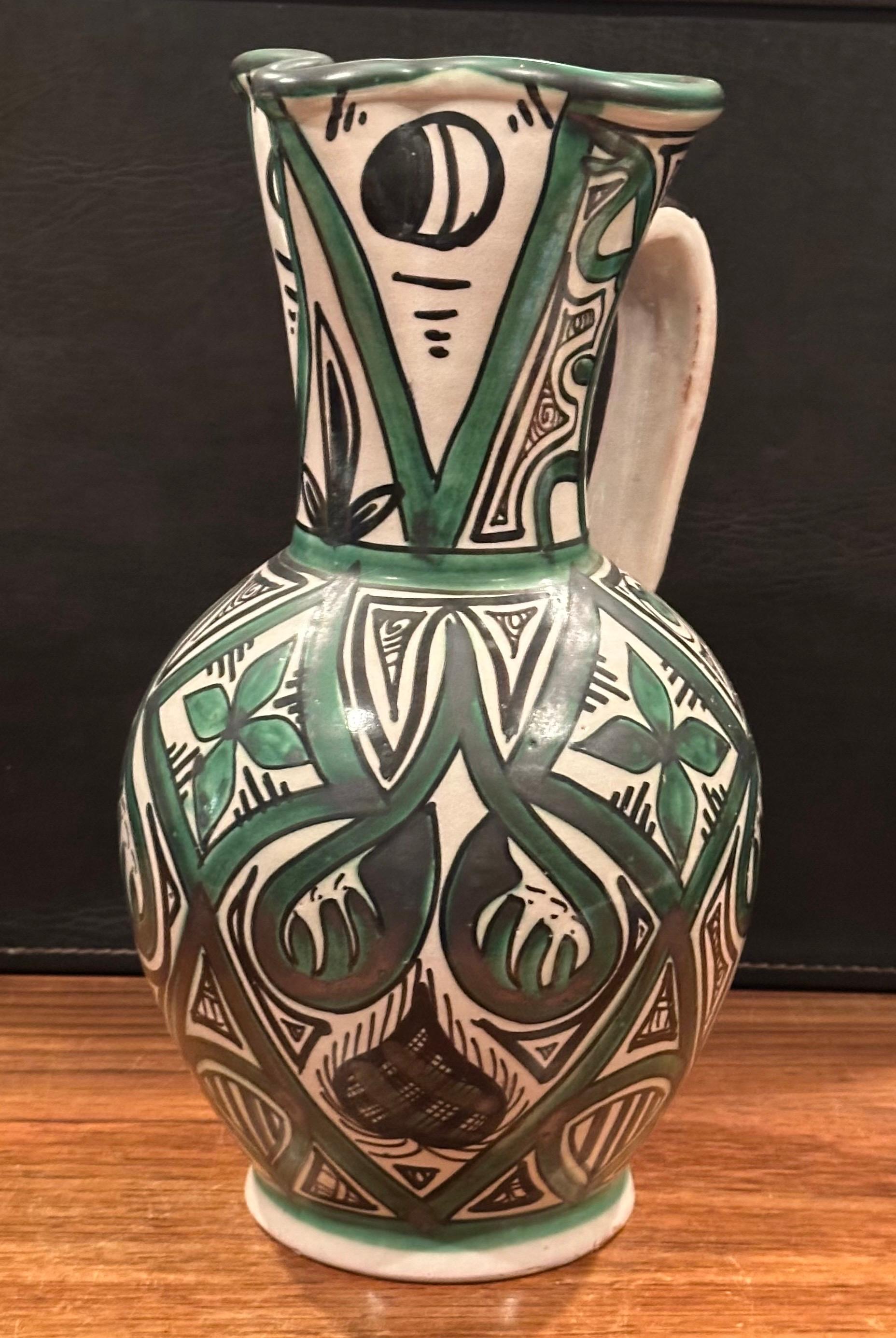 Domingo Punter Teruel Spanish Art Pottery Pitcher For Sale at 1stDibs