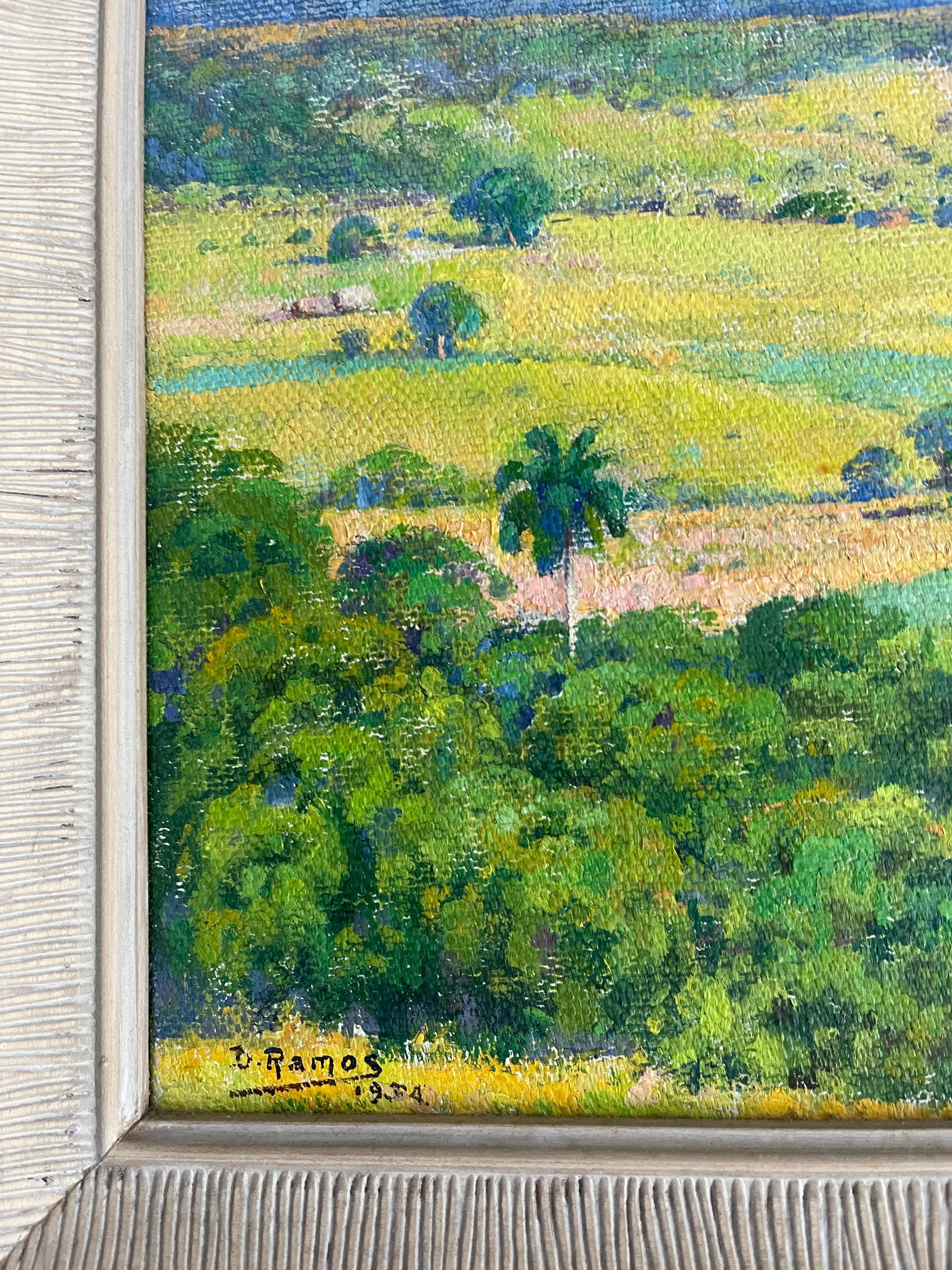 Domingo Ramos - Peinture à l'huile sur toile - Paysage cubain Bon état - En vente à New York, NY