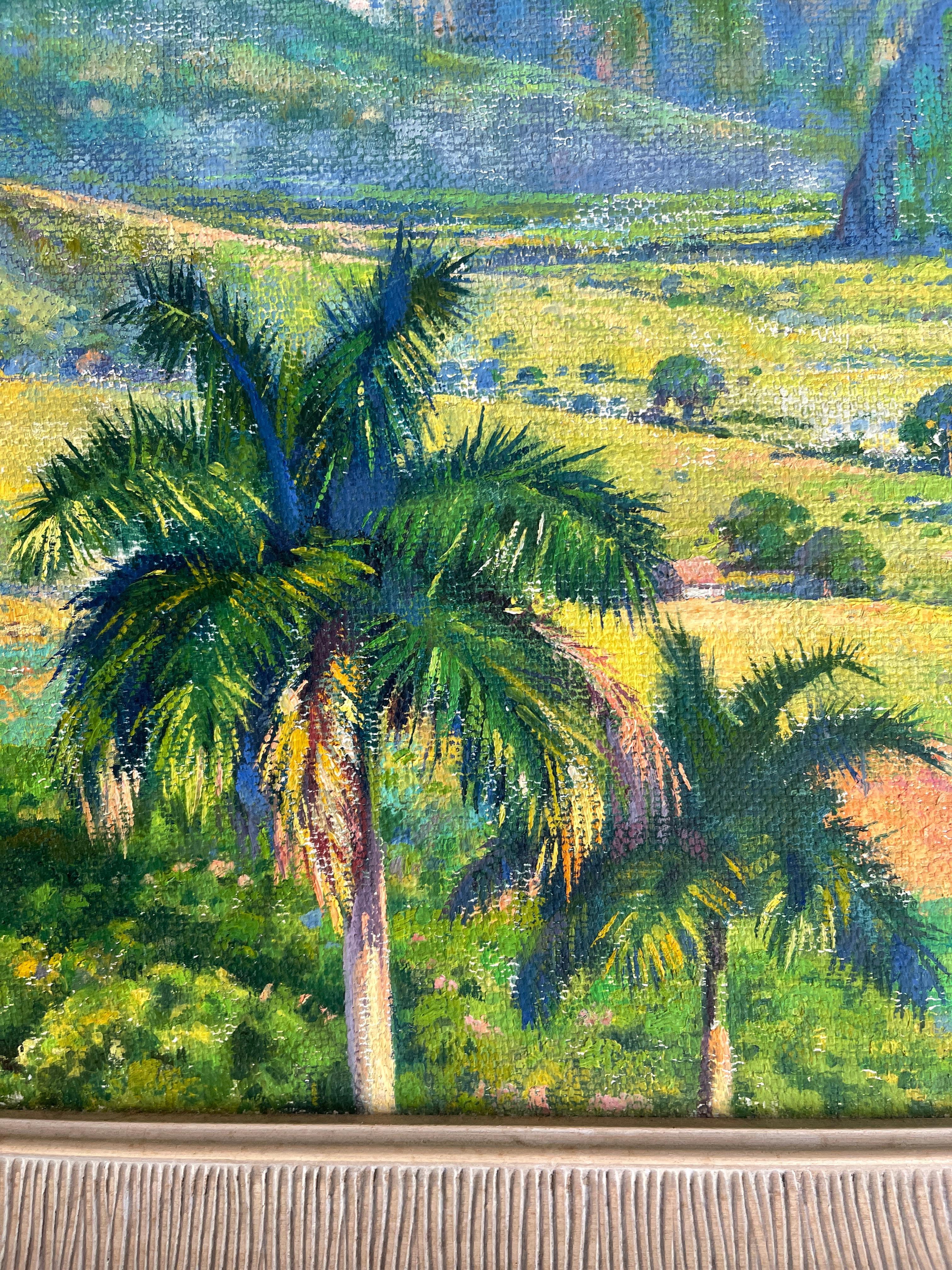 Painted Domingo Ramos Cuban Landscape Oil on Canvas Painting For Sale