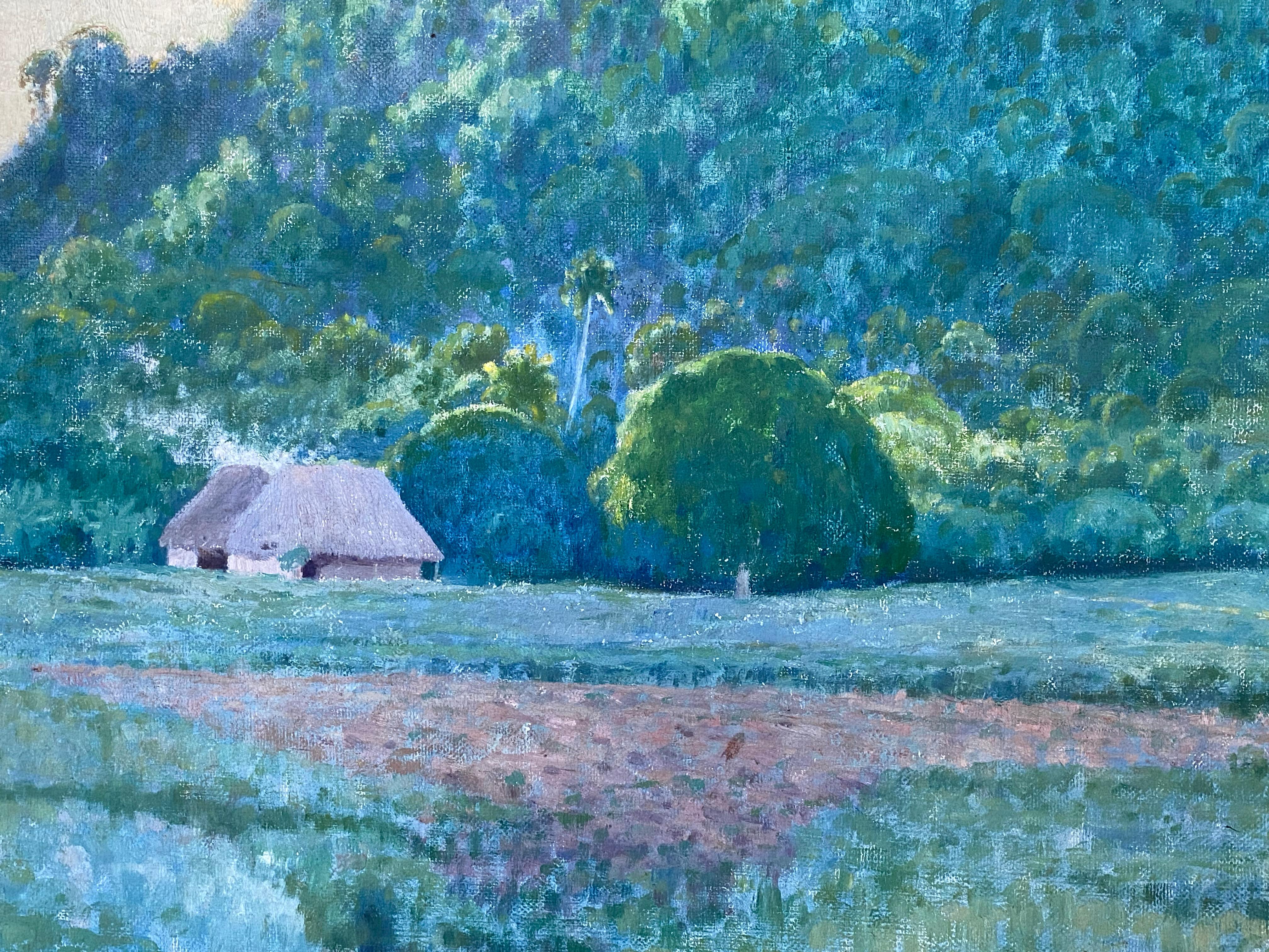 Eine seltene und gut gemalte kubanische Landschaft des wunderbaren Künstlers Domingo Enriquez.
Domingo Ramos Enriquez' Werk umfasst ein breites Spektrum kubanischer Landschaften, doch es sind seine Darstellungen des Viñales-Tals, die wirklich