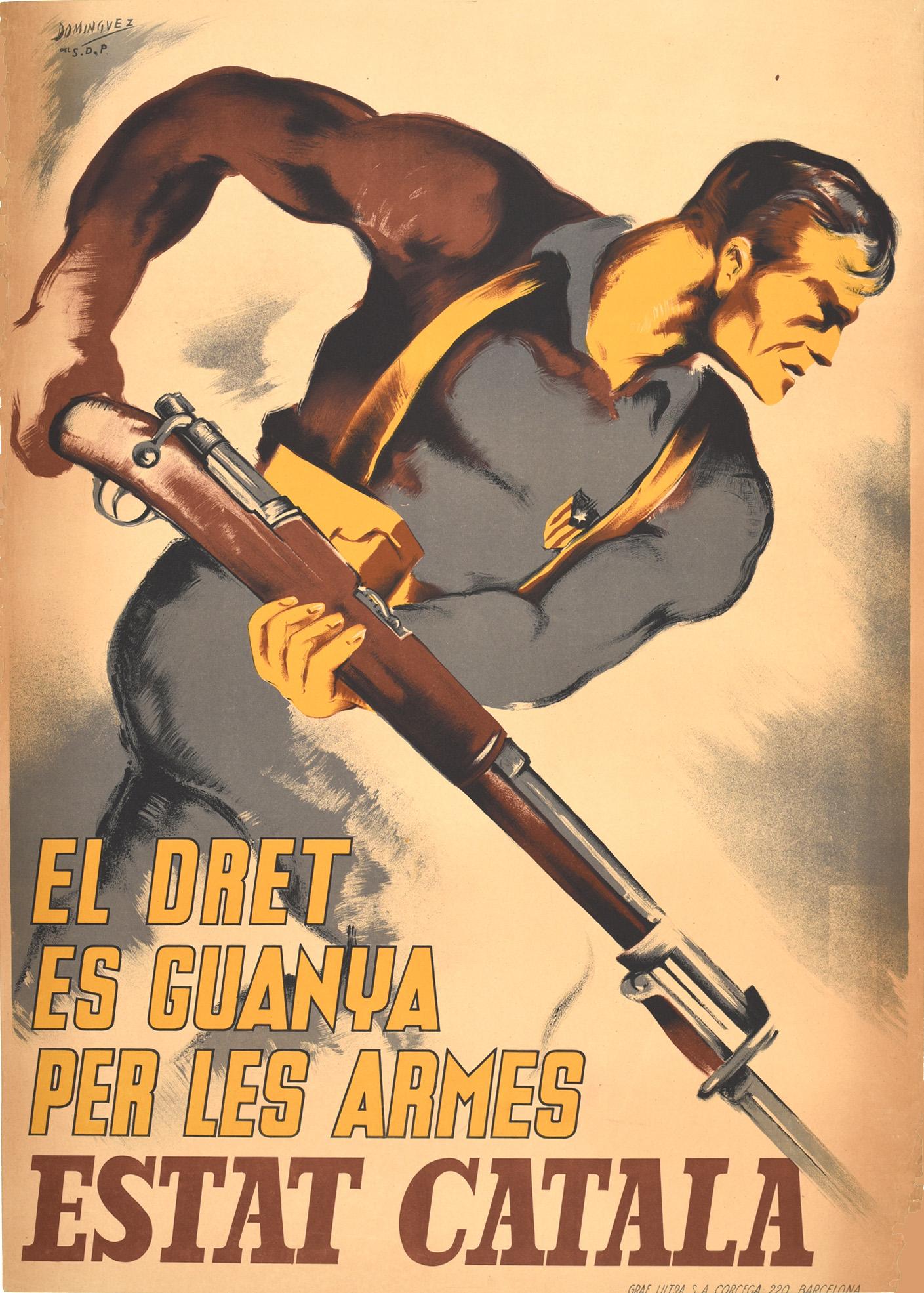 Domingvez Print – Original-Vintage-Poster „Arme des katalanischen Staates Spanien“, Bürgerkrieg, Propaganda