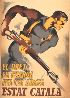 Original Vintage Poster Arms Of The Catalan State Spain Civil War Propaganda