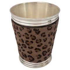 Dominic Chambon Paris Silvered Metal and Faux Fur Leather Covered Beaker or Cup