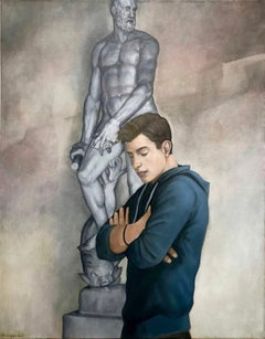 Por encima y más allá, Dominic Finocchio, Pintura al óleo figurativa sobre lienzo