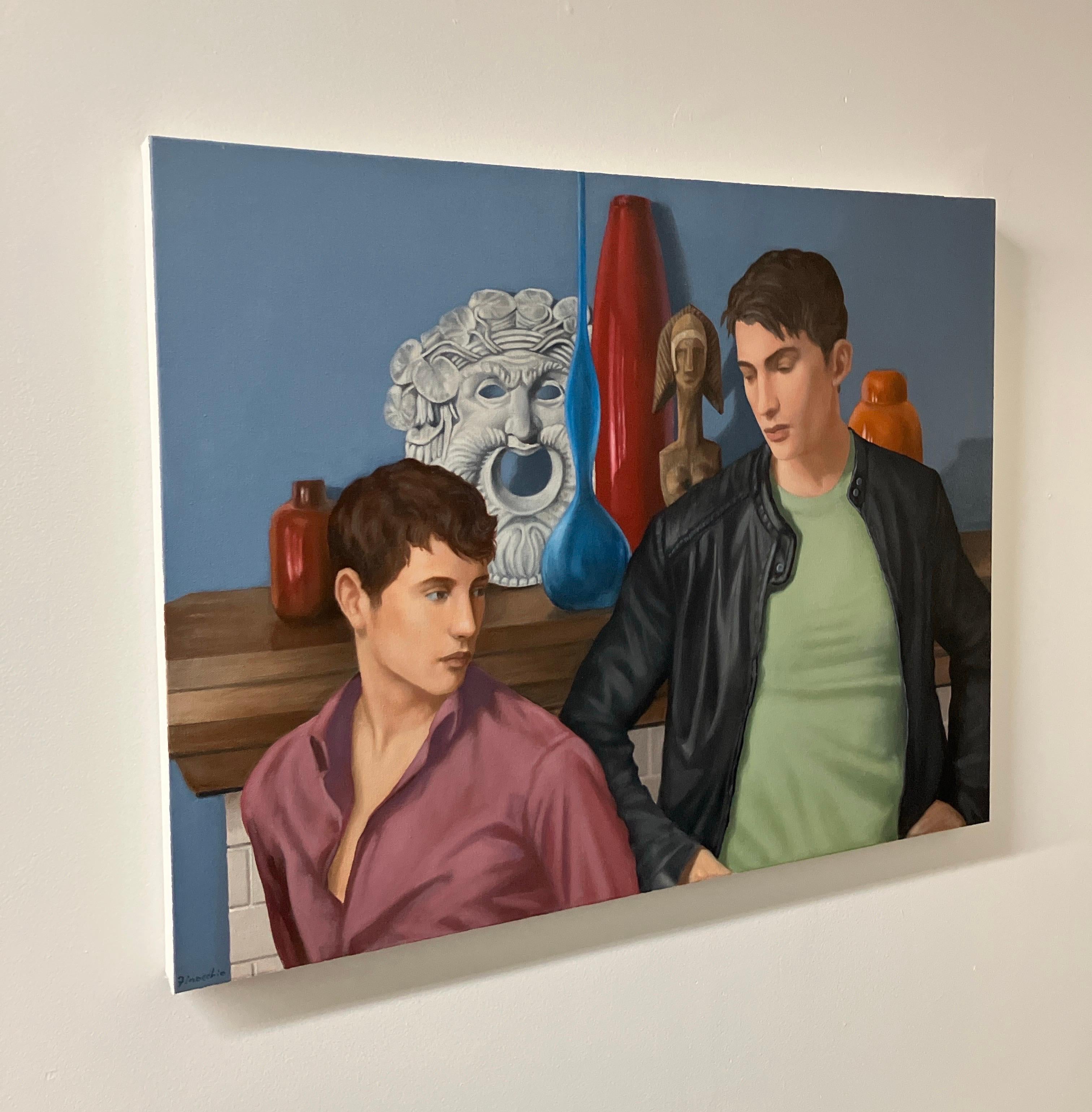 Zeitgenössisches figuratives Ölgemälde auf Leinwand, ungerahmt, Porträt, Akademisch – Painting von Dominic Finocchio