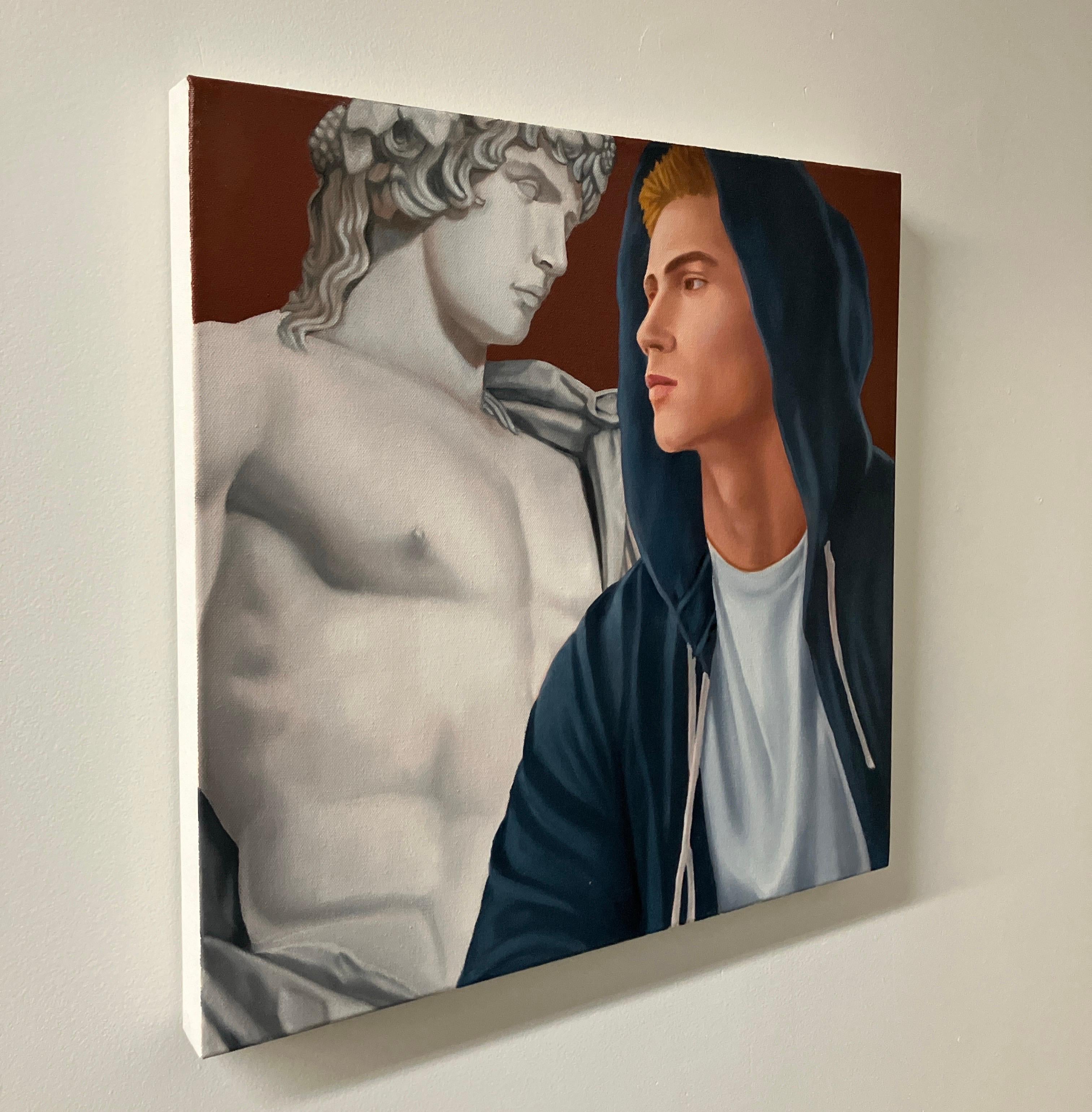 Zeitgenössisches figuratives Ölgemälde auf Leinwand, ungerahmt, Porträt, Akademisch im Angebot 1