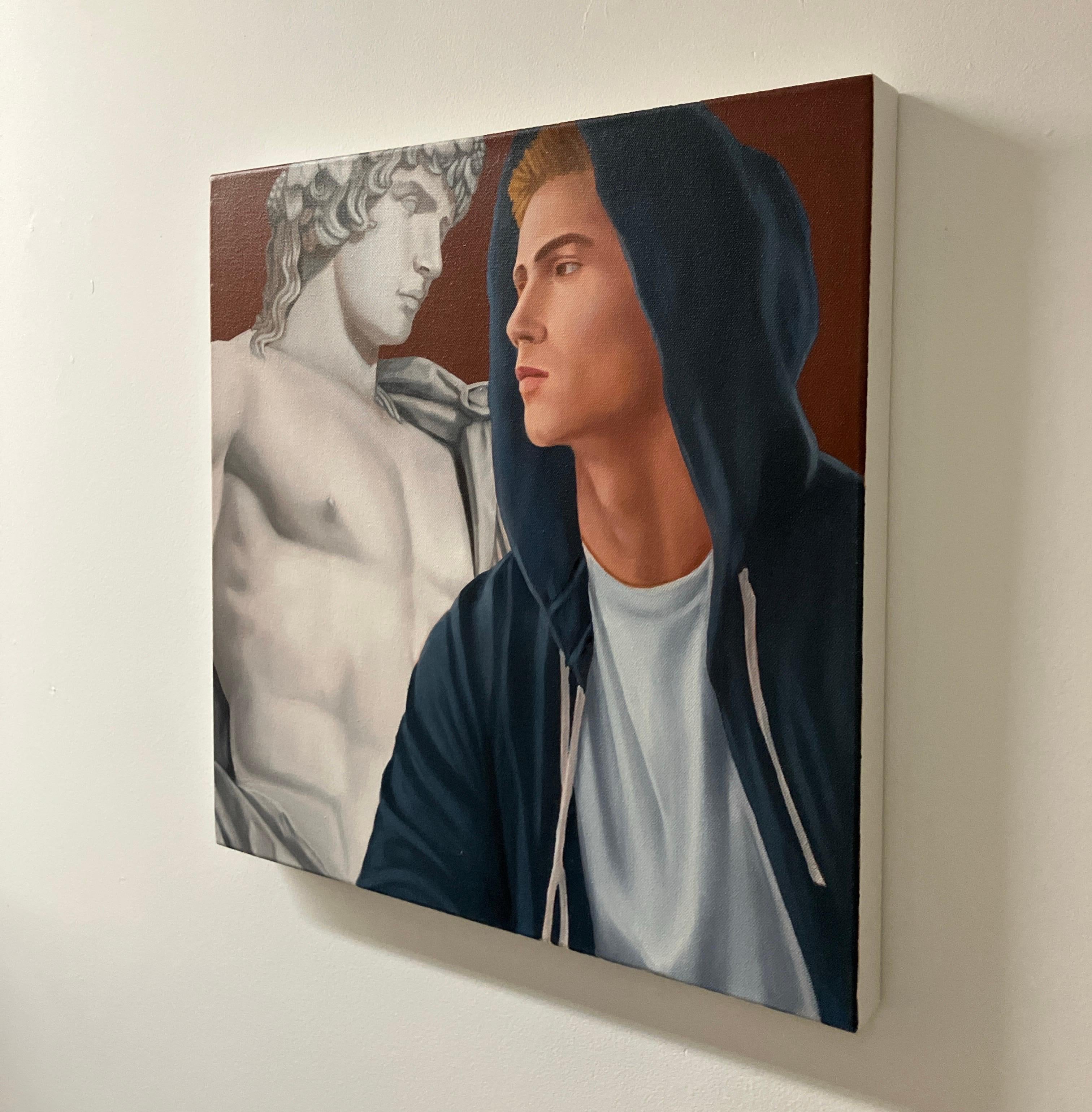 Zeitgenössisches figuratives Ölgemälde auf Leinwand, ungerahmt, Porträt, Akademisch im Angebot 2