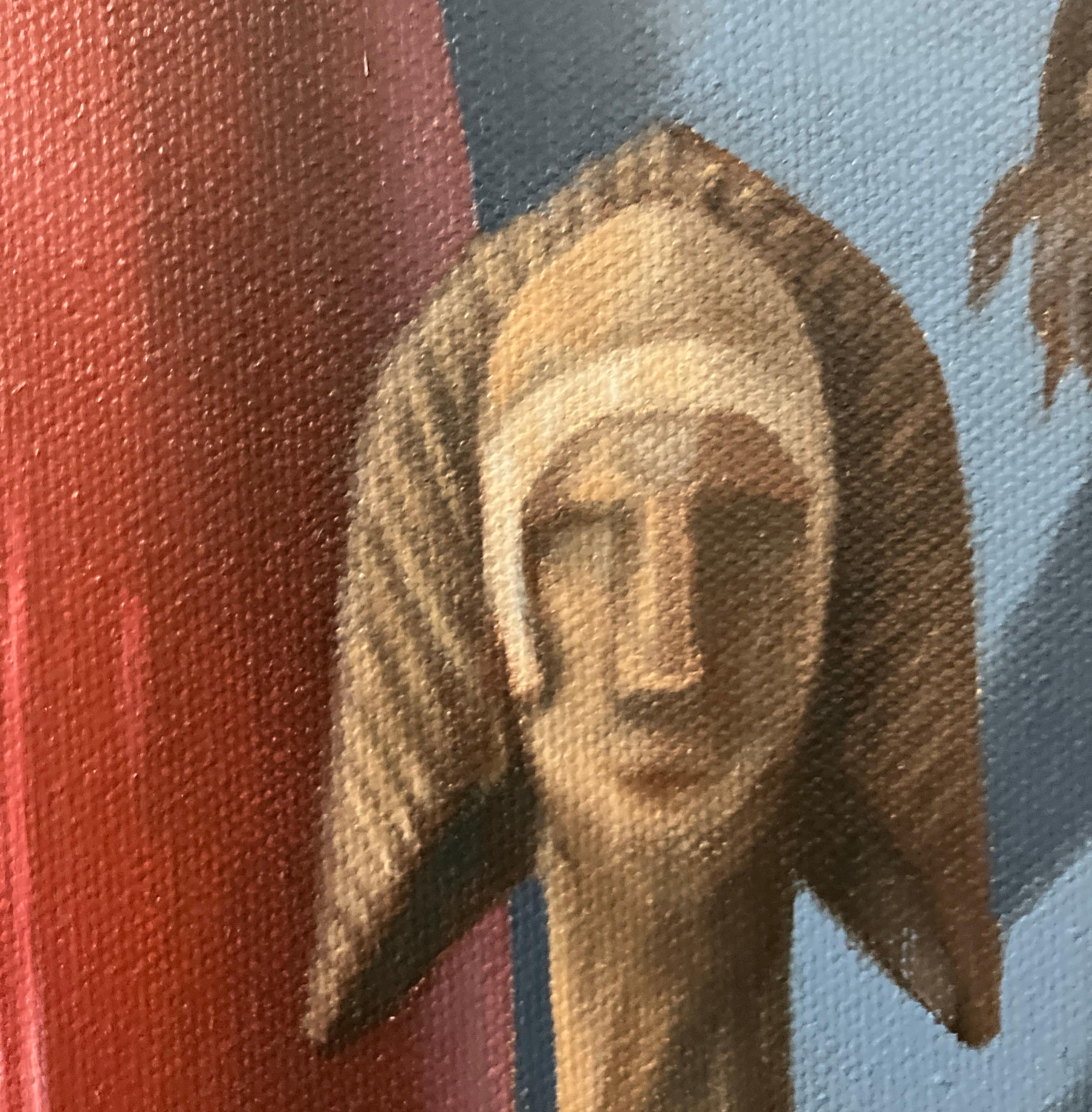 Zeitgenössisches figuratives Ölgemälde auf Leinwand, ungerahmt, Porträt, Akademisch im Angebot 4