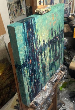 "City Lights [London, Victoria]" - Abstracted Cityscape, Oil Painting on Gesso
