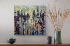 "Dusk" - Abstract Expressionist Cityscape, Oil Painting on Canvas