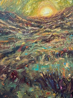 "Speranza" - Paesaggio impressionista astratto, pittura a olio su tavola gesso